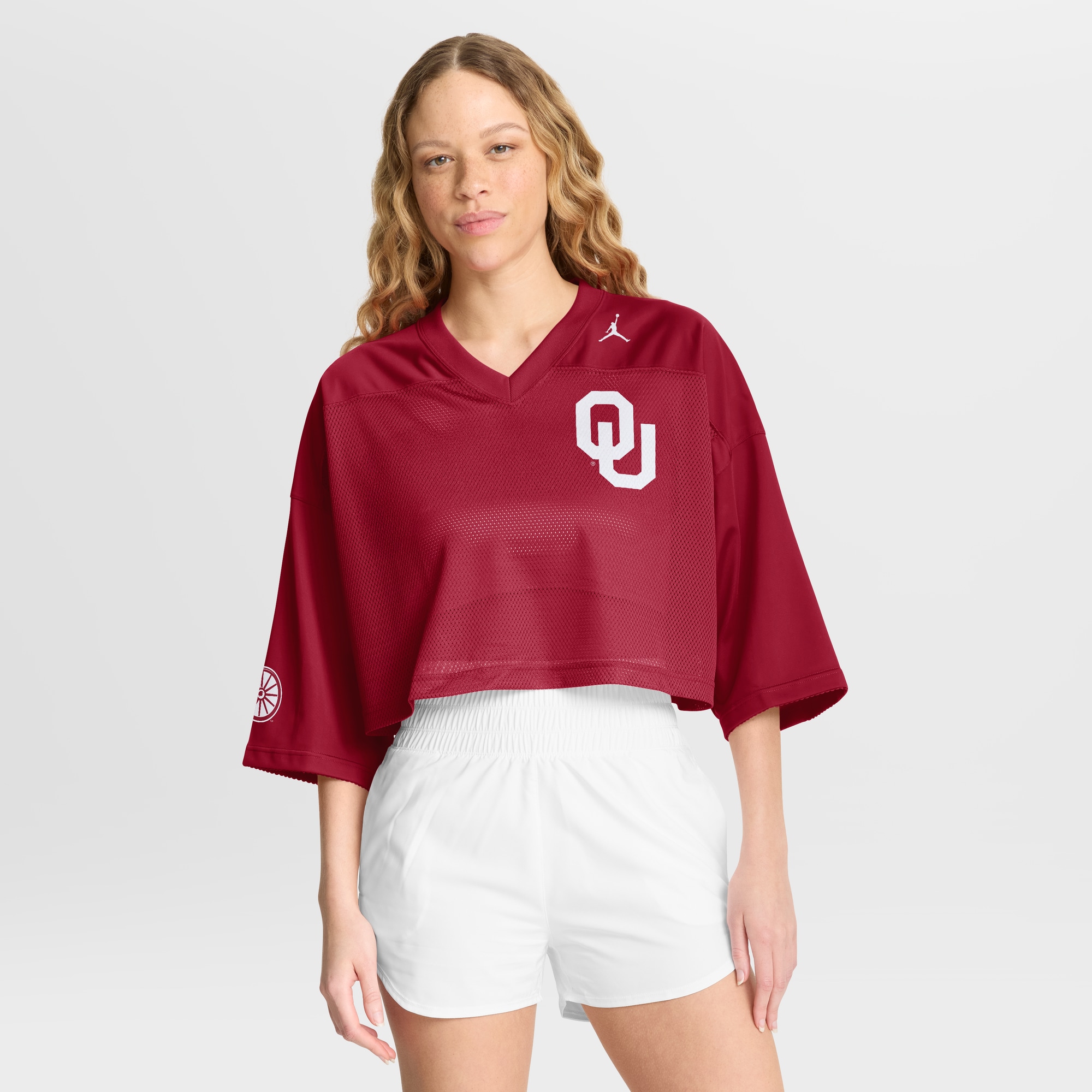 Oklahoma Sooners Youth Jordan Brand Cropped Mesh Fashion Jersey Crimson Youth