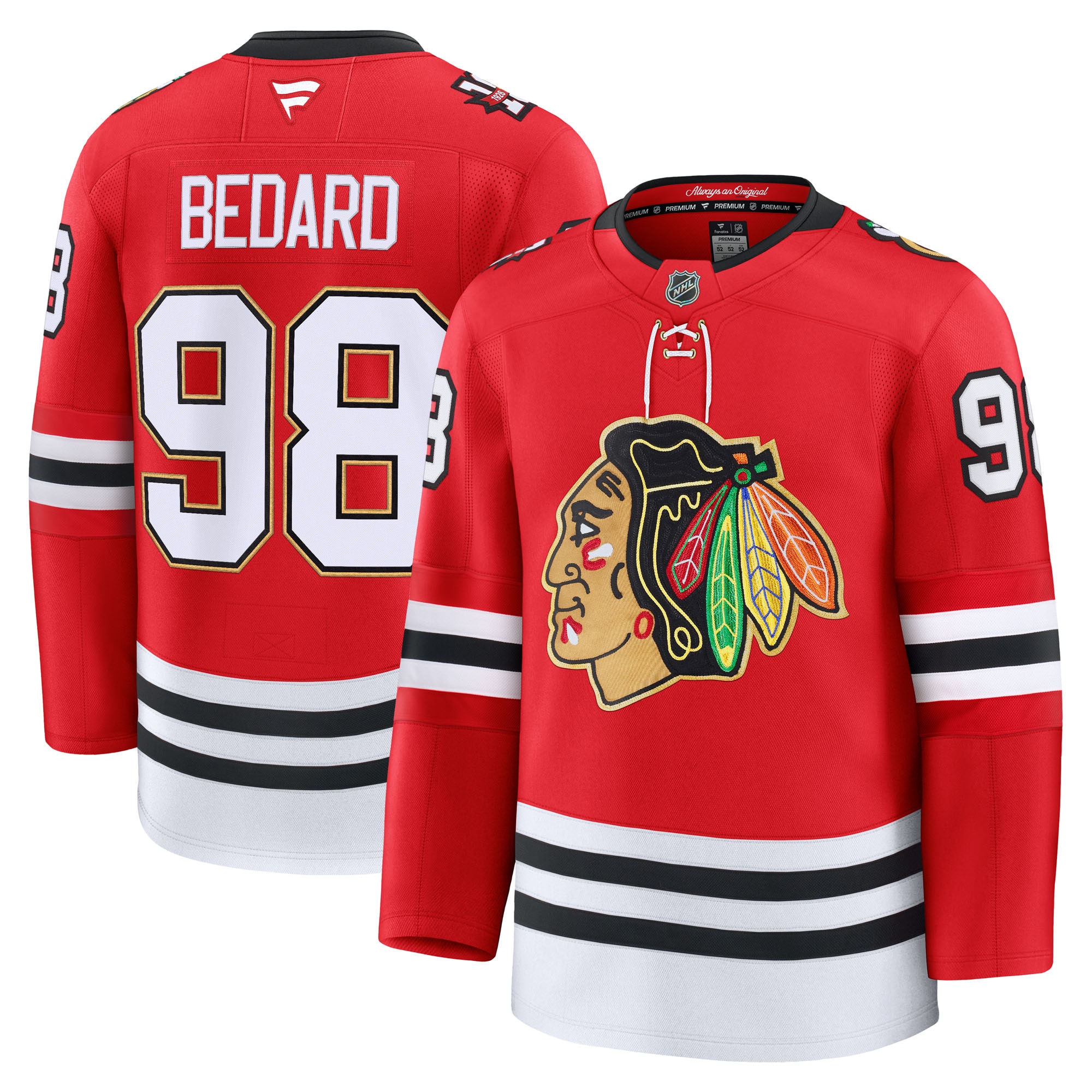 Connor Bedard Chicago Blackhawks Youth Centennial Premium Player Jersey Red Youth