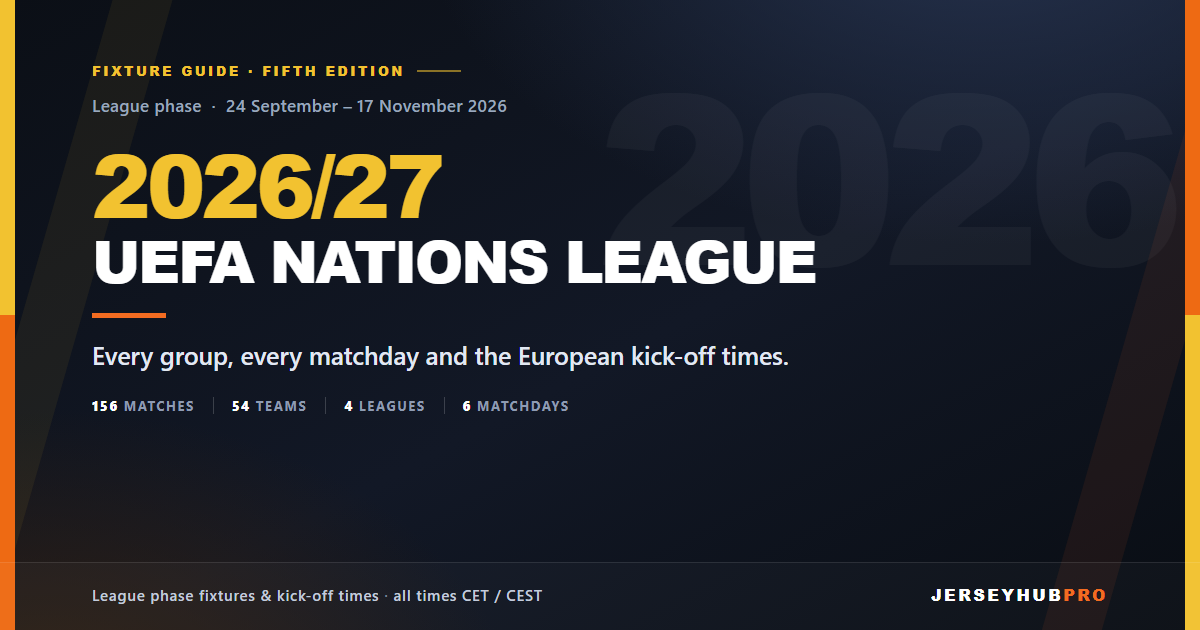 2026/27 UEFA Nations League fixture guide cover - league phase, 24 September to 17 November 2026