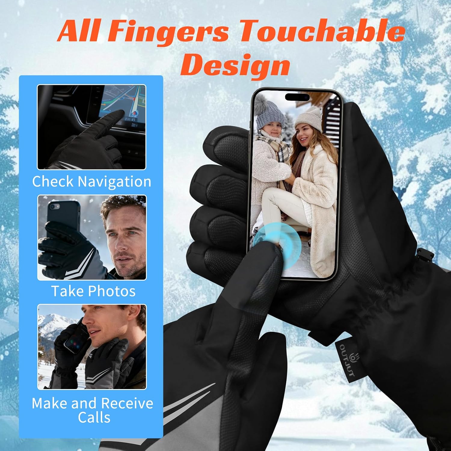 Heated Gloves, 7500mAh Rechargeable Heated Gloves for Men Women, 3 Heating Modes, Portable Touchscreen Thermal Glove Hand Warmers for Outdoor Work, Motorbike Cycling, Camping Hiking, XL