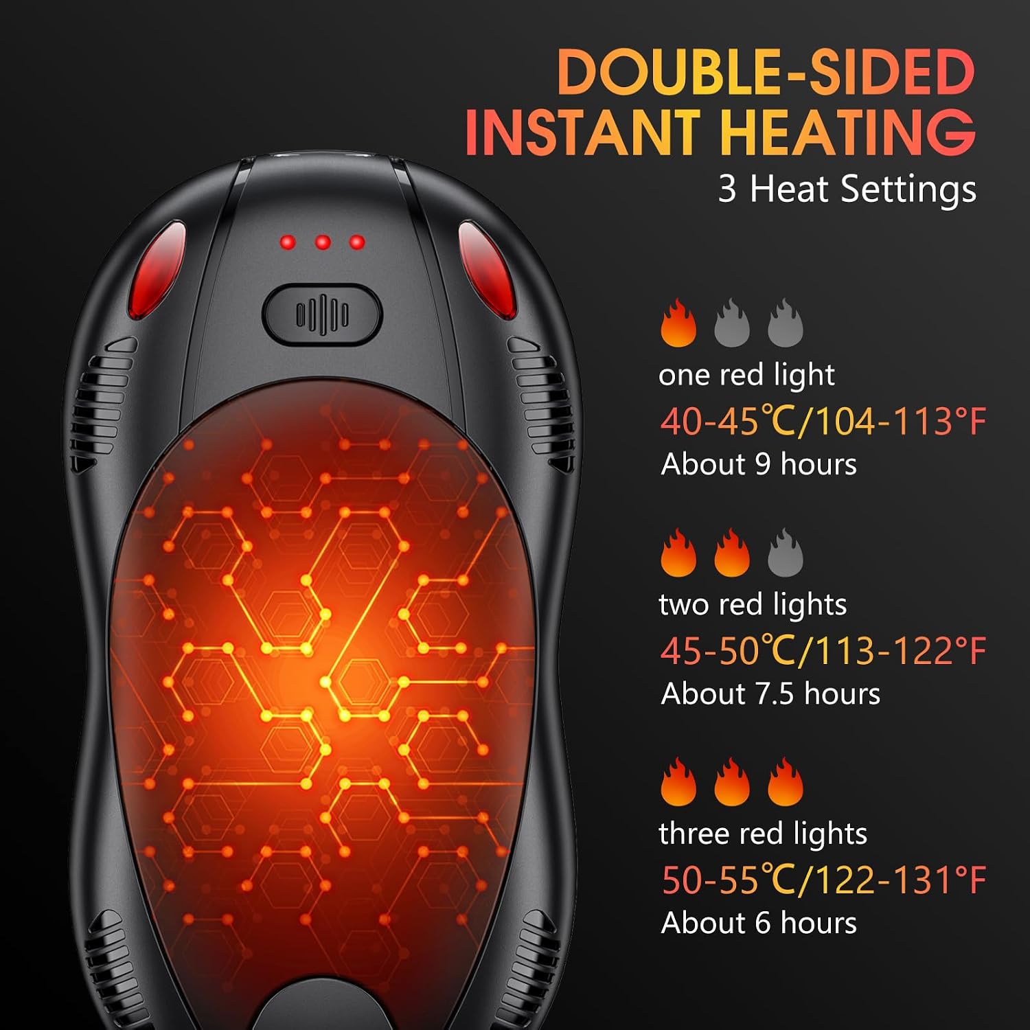 10000mAh Rechargeable Hand Warmers 2 pack, Double Side Heating Electric Magnetic Handwarmers, Portable Pocket-Sized Heater, for Raynauds, Outdoor Hunting Golf Camping, Women Mens Tech Gifts