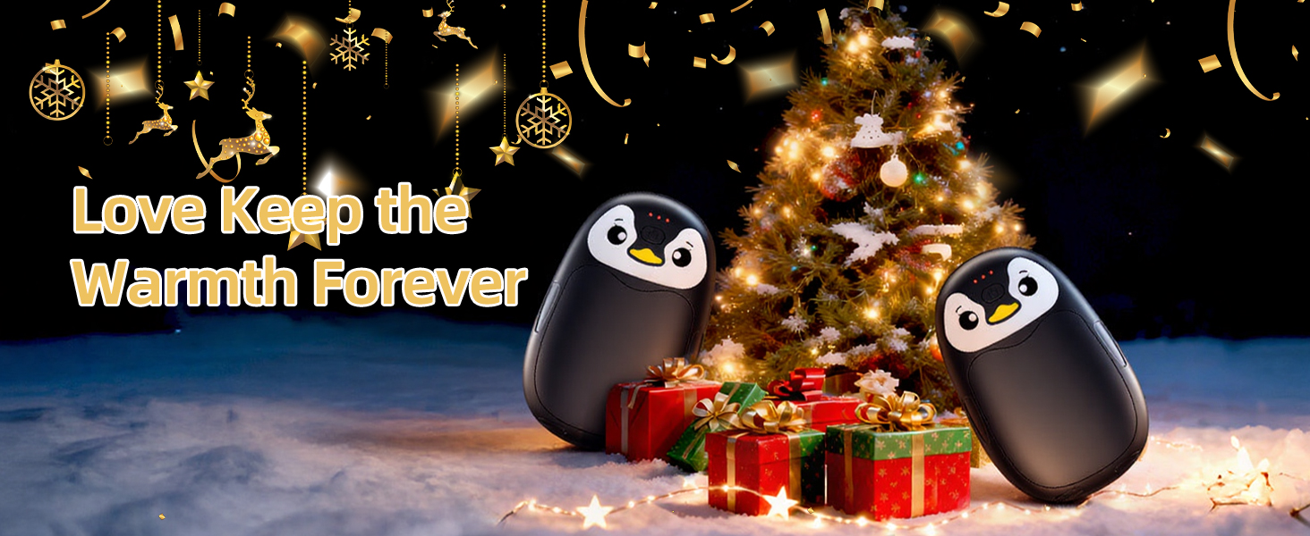 Text reads 'Love Keep thd', 'Warmth Forever'. Holiday-themed scene with decorative lights and ornaments creating festive atmosphere.