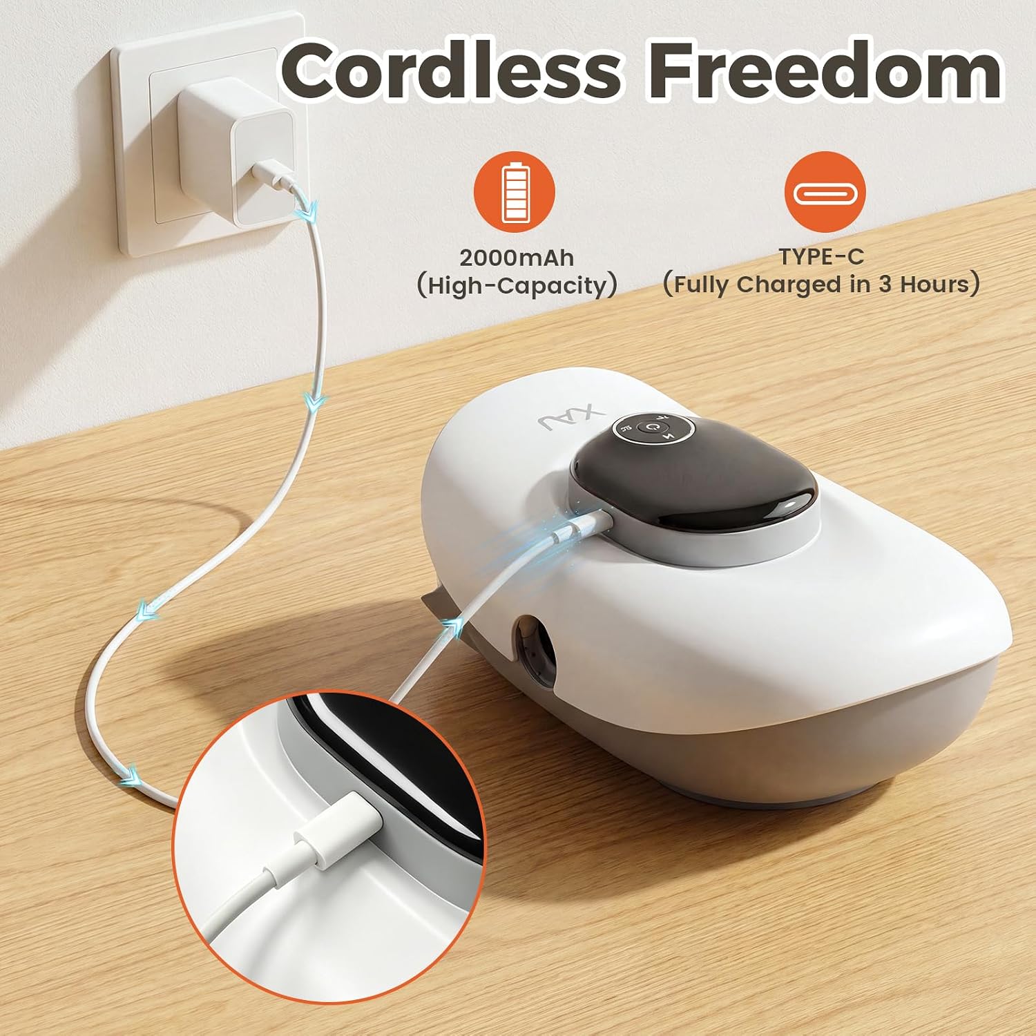 Hand Massager with Heat and Compression, Cordless Electric Hand Massager | 3 Heat Levels, 4 Massage Modes, 5 Pressure Levels - Suitable for Hand Relaxation, Gifts for Women & Men(White)