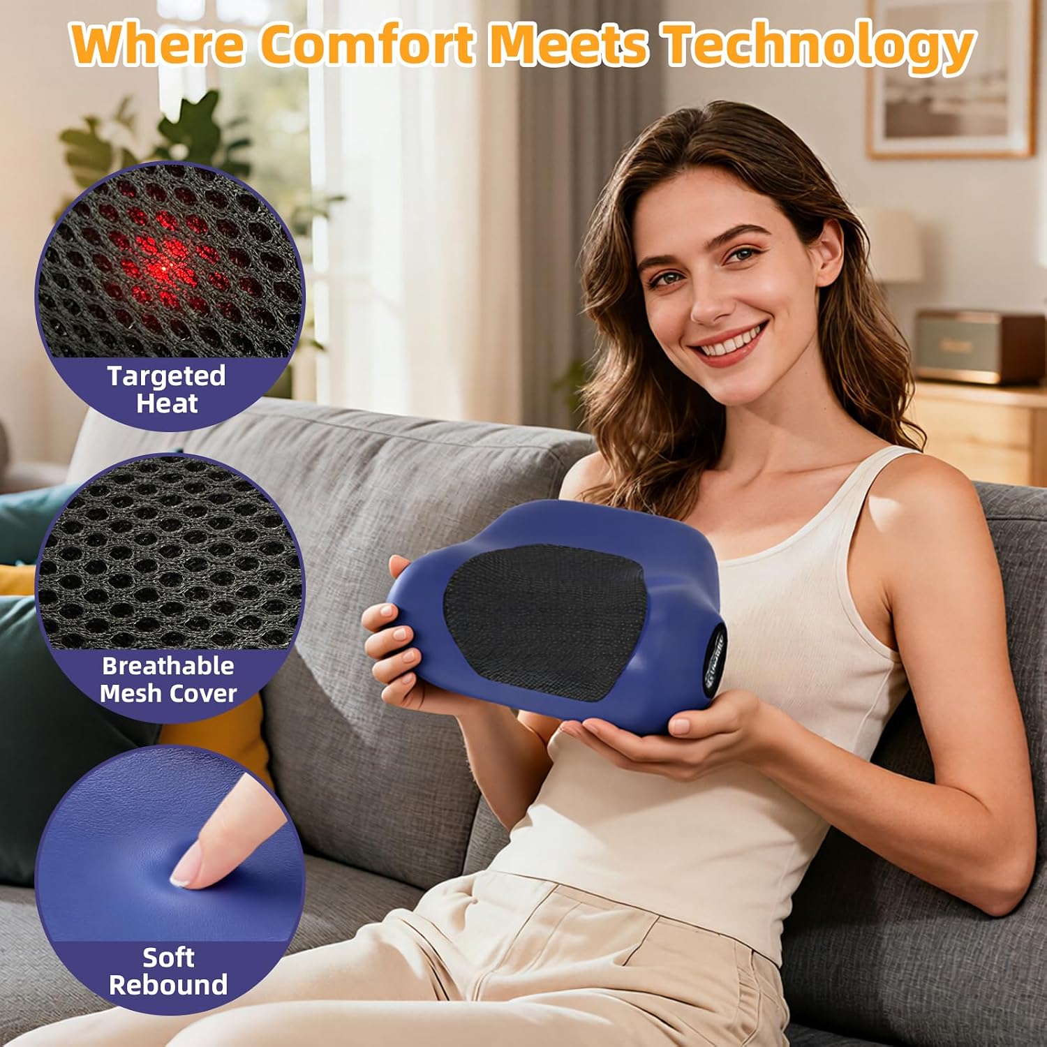Masajeador de cuello con calor, almohada masajeadora de cuello con 3 modos y calor, masaje eléctrico inalámbrico 3 en 1 de hombro con 2000 mAh, regalo para mujeres y hombres de Navidad | 3-in-1 Wireless Electric Shoulder Massage with 2000mAH, Gift for Wom