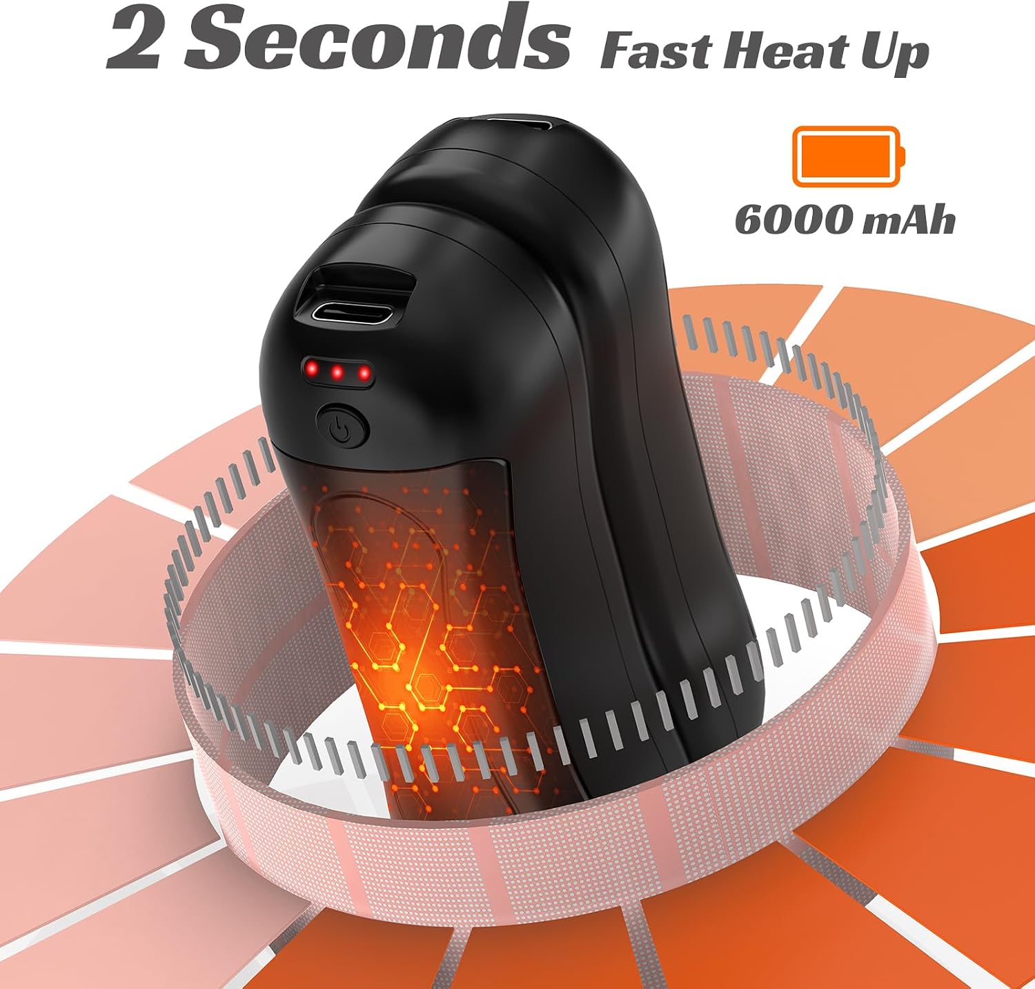 2-in-1 Hand Warmer,Cylindrical,Portable 6000mAh,3 Heat Modes | Pocket heater,compact lightweight and practical, great for camping, travel, outdoor work,daily use & ideal gift for everyone