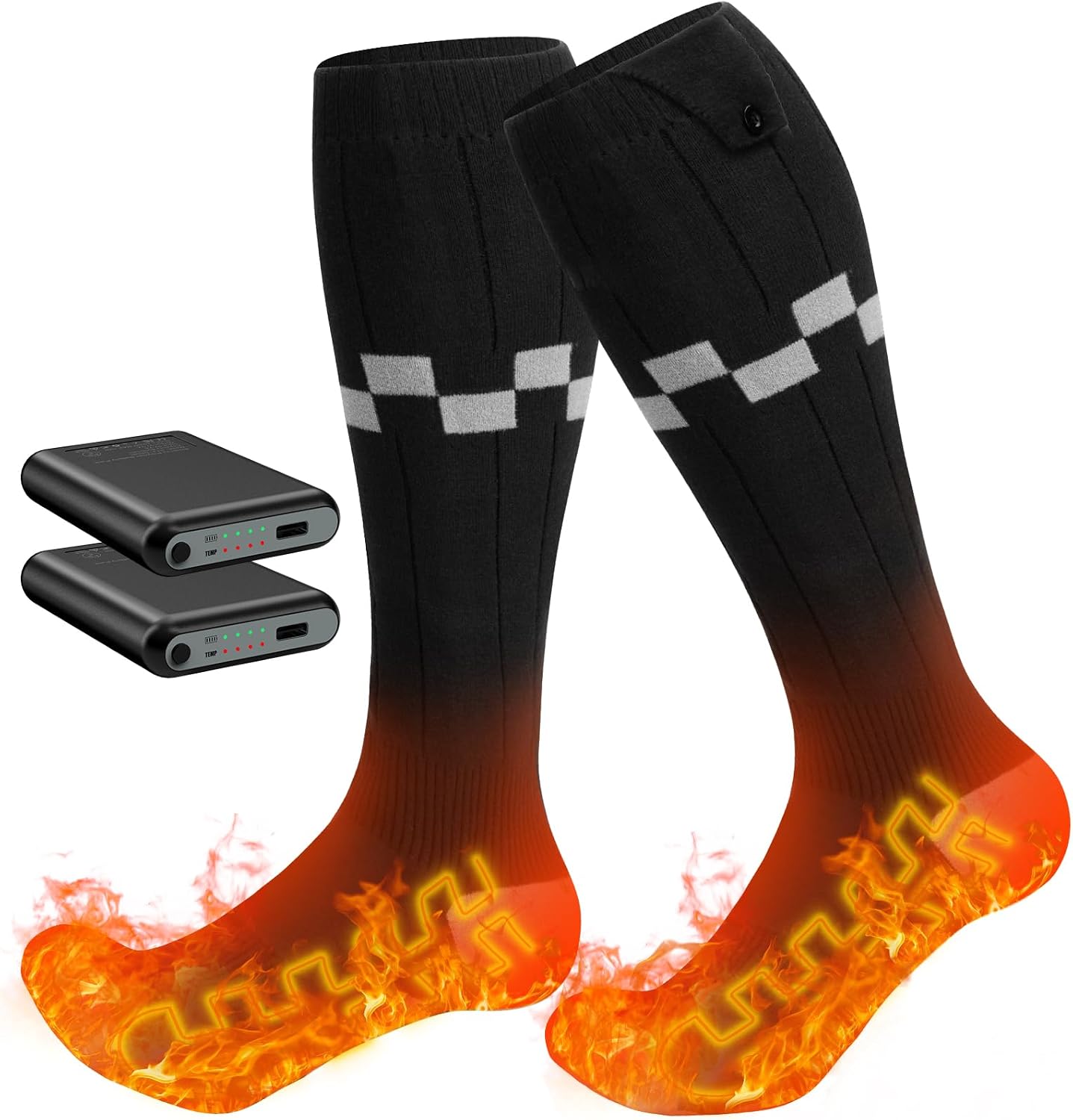 Heated Socks,iKuchelife Rechargeable 7500mAh Batteries Electric Socks,4 Temperature Adjustable Full Foot Winter Socks,Heated Socks for Men Suitable for Skiing Cycling Winter Foot Warmer Gifts