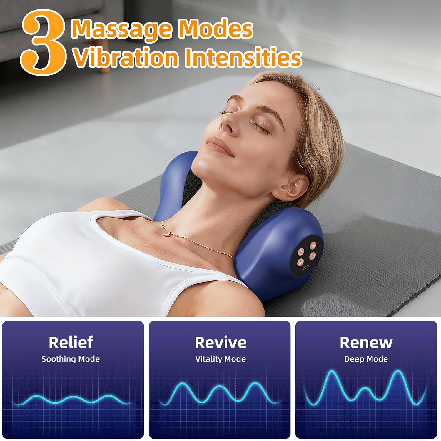 Masajeador de cuello con calor, almohada masajeadora de cuello con 3 modos y calor, masaje eléctrico inalámbrico 3 en 1 de hombro con 2000 mAh, regalo para mujeres y hombres de Navidad | 3-in-1 Wireless Electric Shoulder Massage with 2000mAH, Gift for Wom