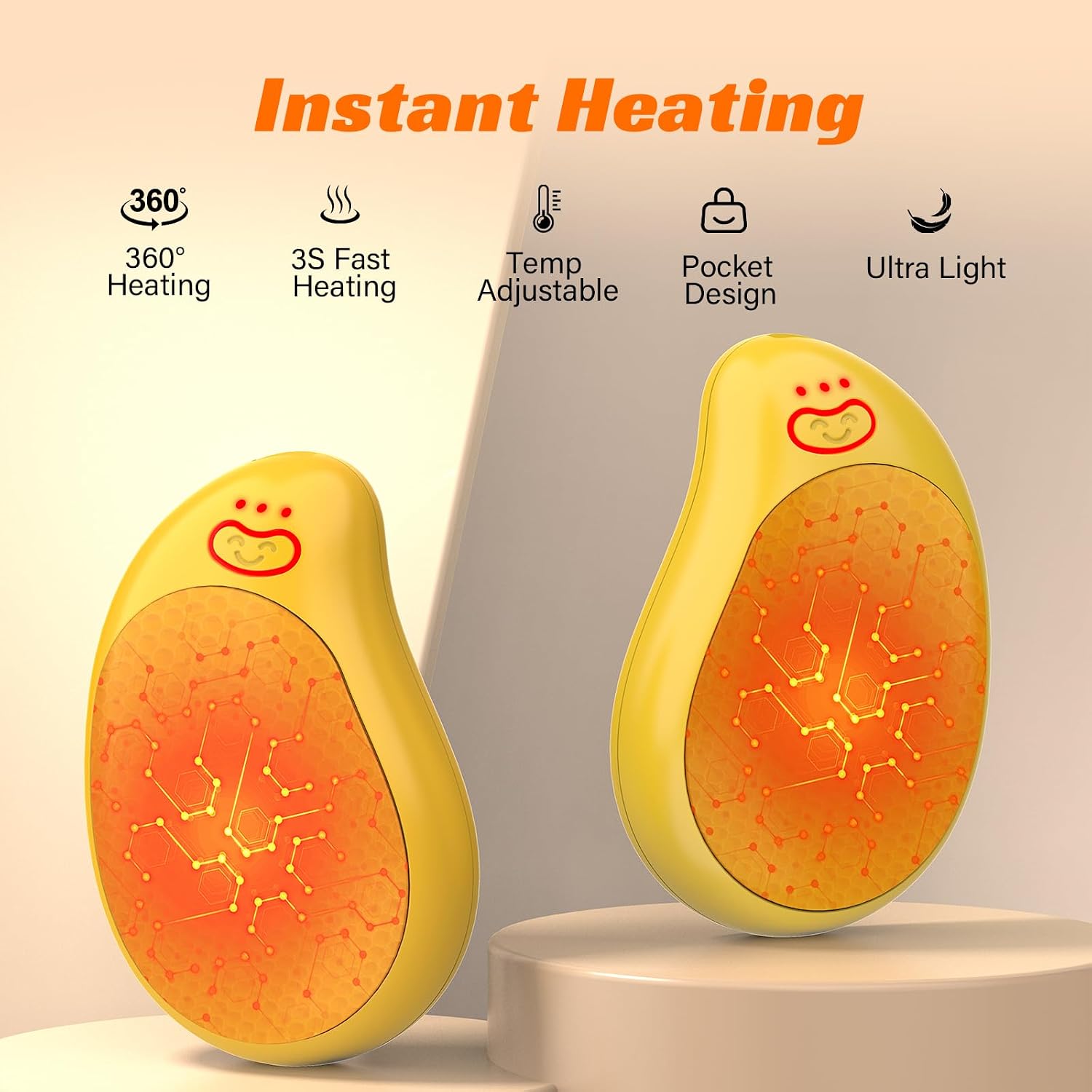 2-Pack Rechargeable Hand Warmers, FANDLISS USB Electric Magnetic Handwarmers with an 8000mAh High-Performance Battery and 3 Temperature Settings,Suitable for Outdoor, Skiing,Camping,Unisex