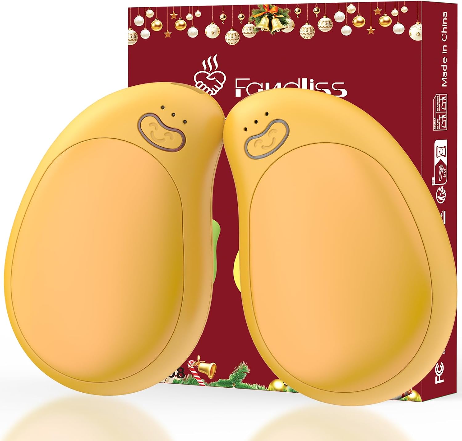 2-Pack Rechargeable Hand Warmers, FANDLISS USB Electric Magnetic Handwarmers with an 8000mAh High-Performance Battery and 3 Temperature Settings,Suitable for Outdoor, Skiing,Camping,Unisex