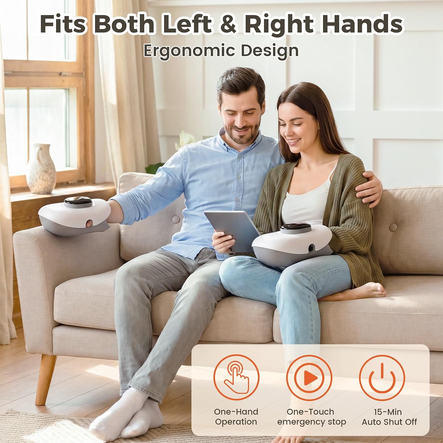 Hand Massager with Heat and Compression, Cordless Electric Hand Massager | 3 Heat Levels, 4 Massage Modes, 5 Pressure Levels - Suitable for Hand Relaxation, Gifts for Women & Men(White)