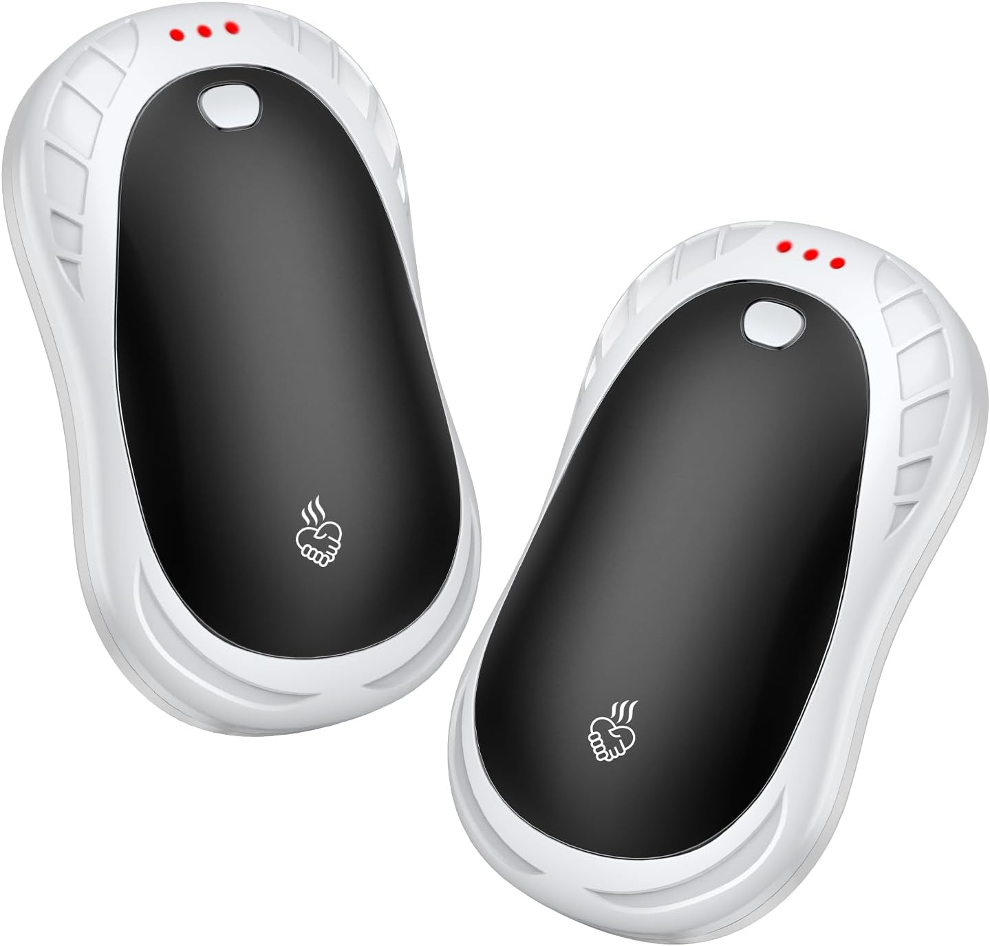Hand Warmer Rechargeable 2 Pack, 4000mAh Portable Electric Pocket Heater, 3 Heat Settings Reusable Hand Warmers, Winter Warm Gifts for Men Women Indoor Outdoor Use Black White