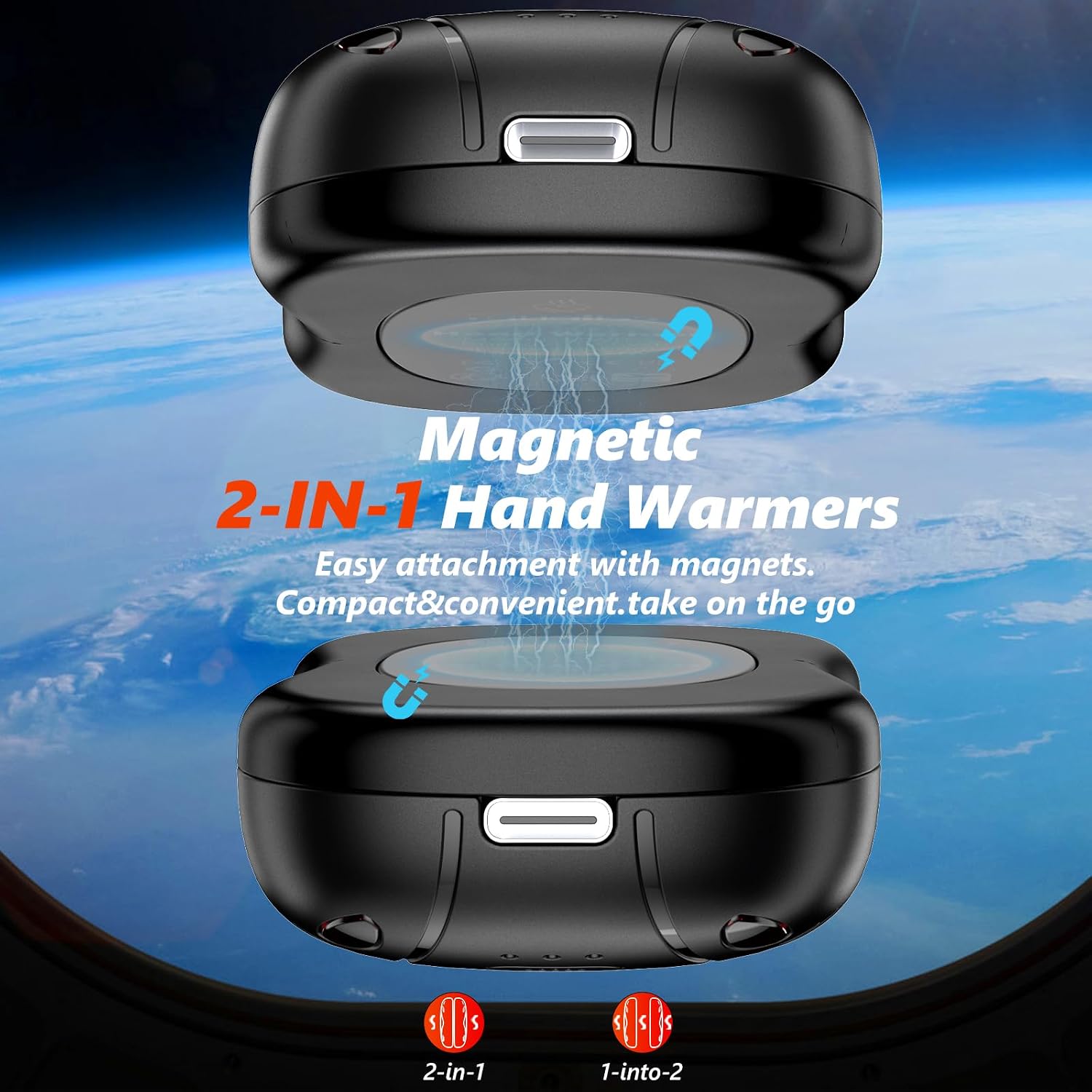 10000mAh Rechargeable Hand Warmers 2 pack, Double Side Heating Electric Magnetic Handwarmers, Portable Pocket-Sized Heater, for Raynauds, Outdoor Hunting Golf Camping, Women Mens Tech Gifts