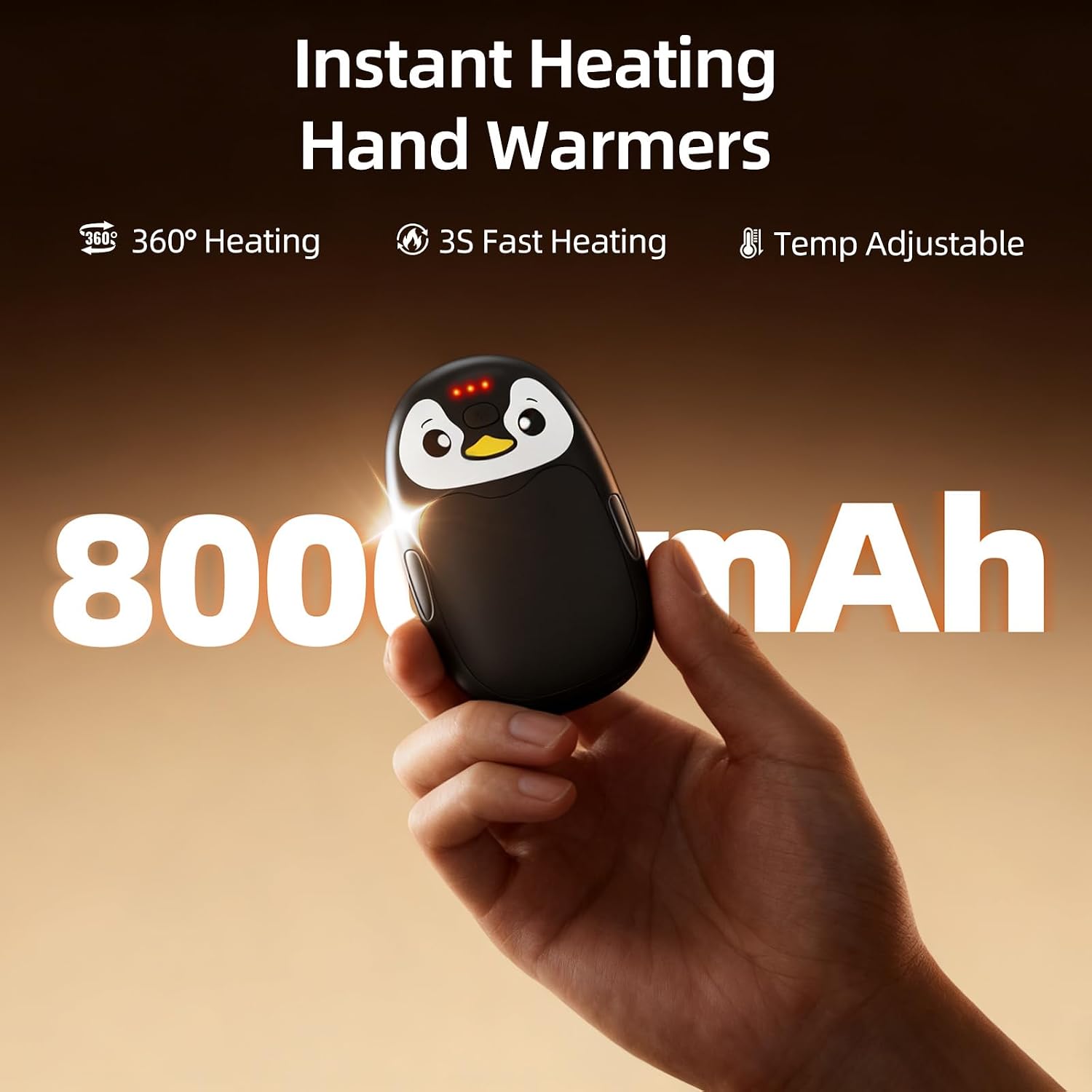 Rechargeable Hand Warmers, 8000mAh Electric Handwarmers, Magnetic Hand Warmer 2 pack, 3 Levels Heater, Up to 52℃, Portable for Pocket,Gloves,Golf Skiing Camping,Tech Gifts for Men Women,Black