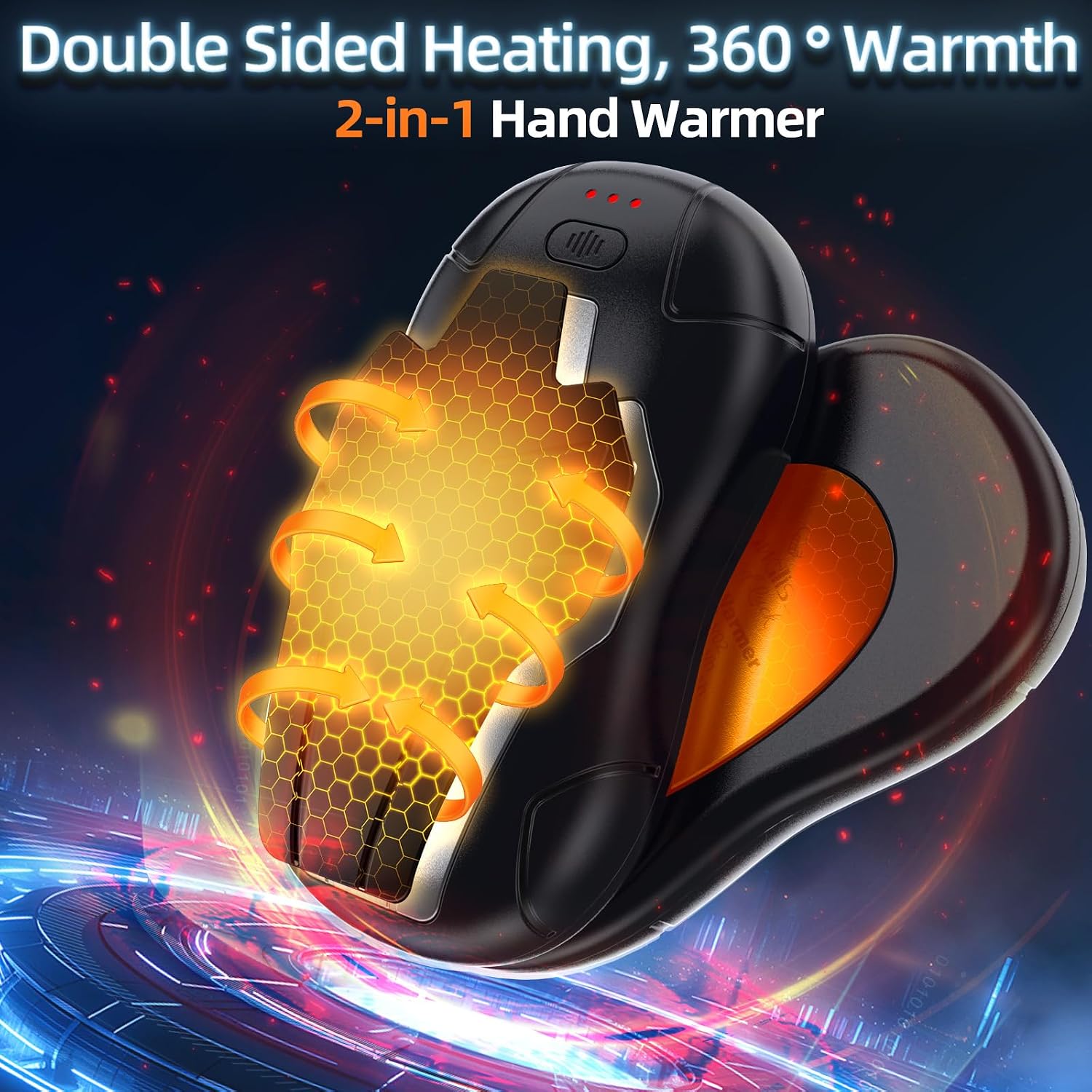 10000mAh Rechargeable Hand Warmer, Double-Sided Magnetic | Magnetic Dual Hand Warmers, fast double-sided heating. Fits gloves & pockets, ideal for commute, hiking, winter use & gifts