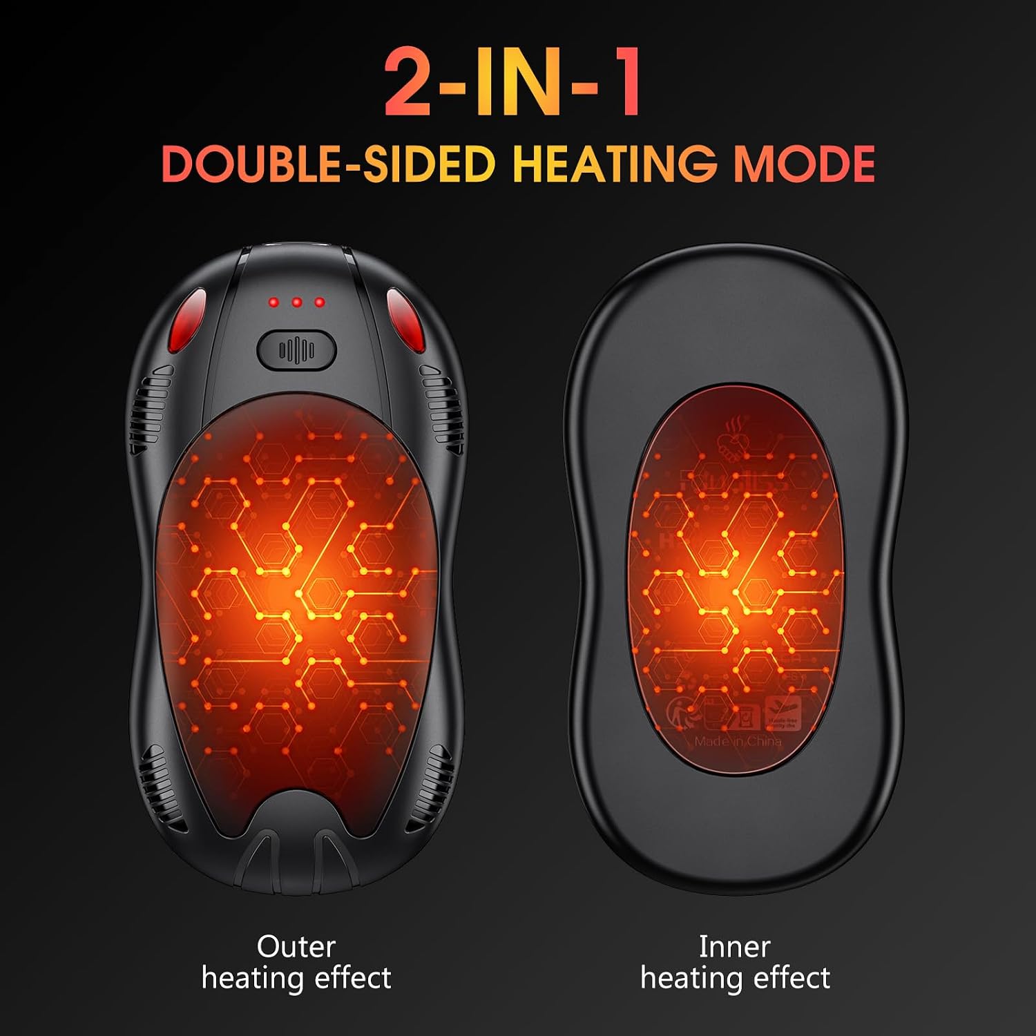 10000mAh Rechargeable Hand Warmers 2 pack, Double Side Heating Electric Magnetic Handwarmers, Portable Pocket-Sized Heater, for Raynauds, Outdoor Hunting Golf Camping, Women Mens Tech Gifts