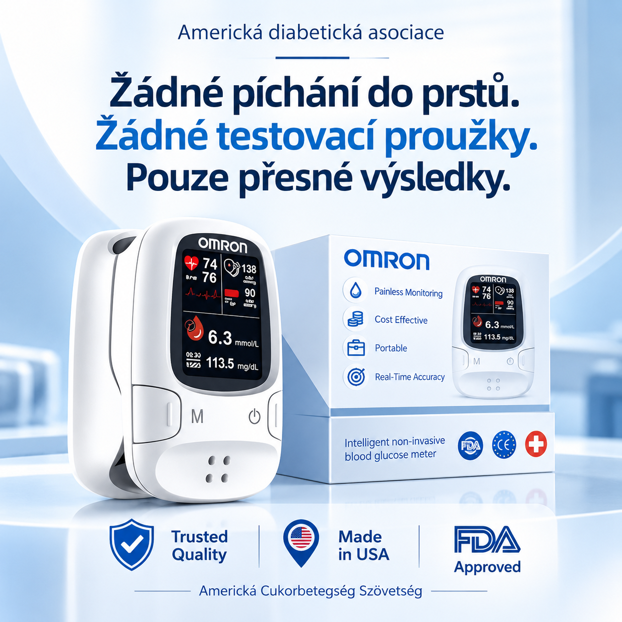 ❤❤OMRON  – Chytrý měřič glukózy bez píchání do prstu❤❤