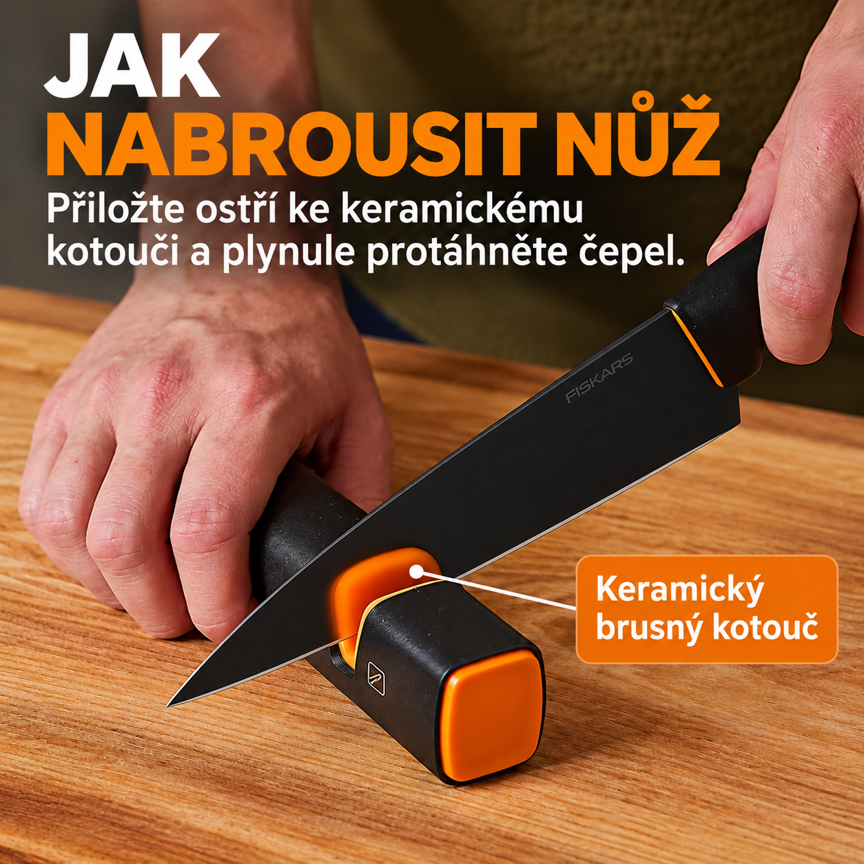 Vestavěný ostřič v držáku na nože