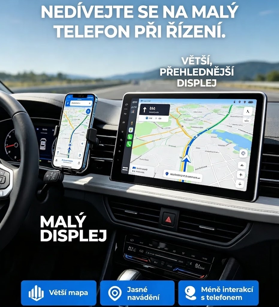 Systém běží na platformě Android 15 a podporuje CarPlay; pro lepší zážitek ze zábavy ve voze nabízí čističku vzduchu, 128 GB úložiště, funkci rozdělené obrazovky a hlasové ovládání Gemini.
