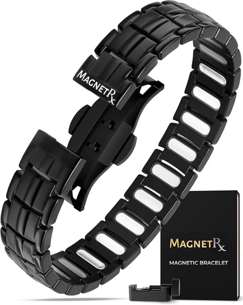 Pánský magnetický náramek MagnetRX® - 5x magnety EllipseMAX 5000 Gauss - americký design a patent - prémiový titanový pánský magnetický náramek s nastavitelnou délkou