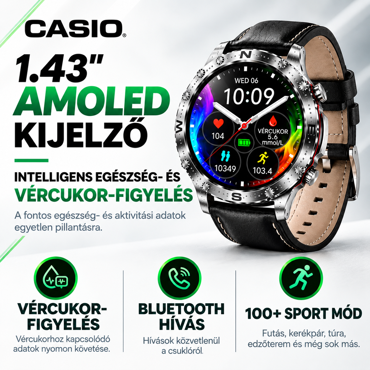 CASIO Okosóra – Modern Technológia, Prémium Megjelenés és Intelligens Funkciók a Mindennapokra