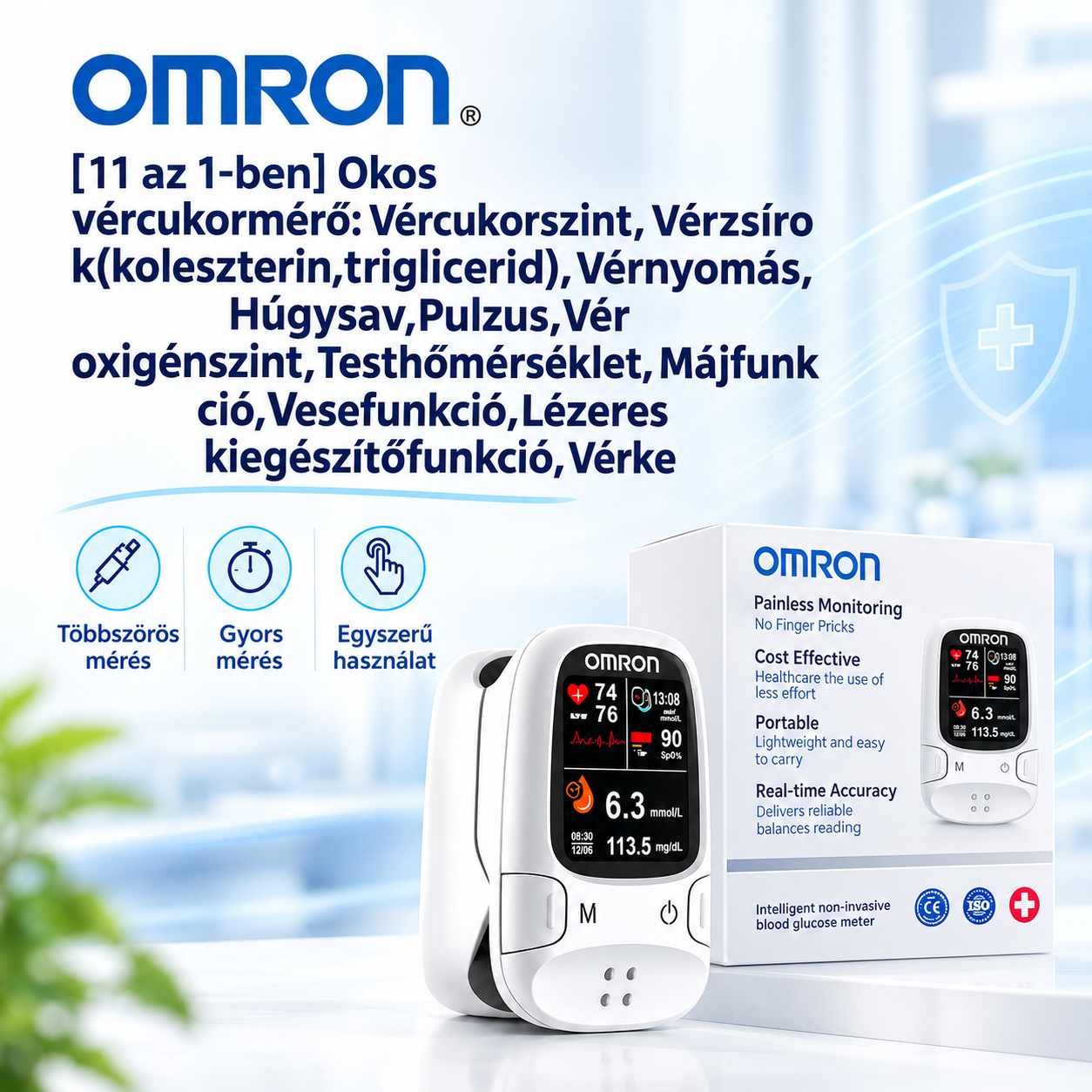 🔥Omron™ – Egyszerű és kényelmes vércukormérés tűszúrás nélkül