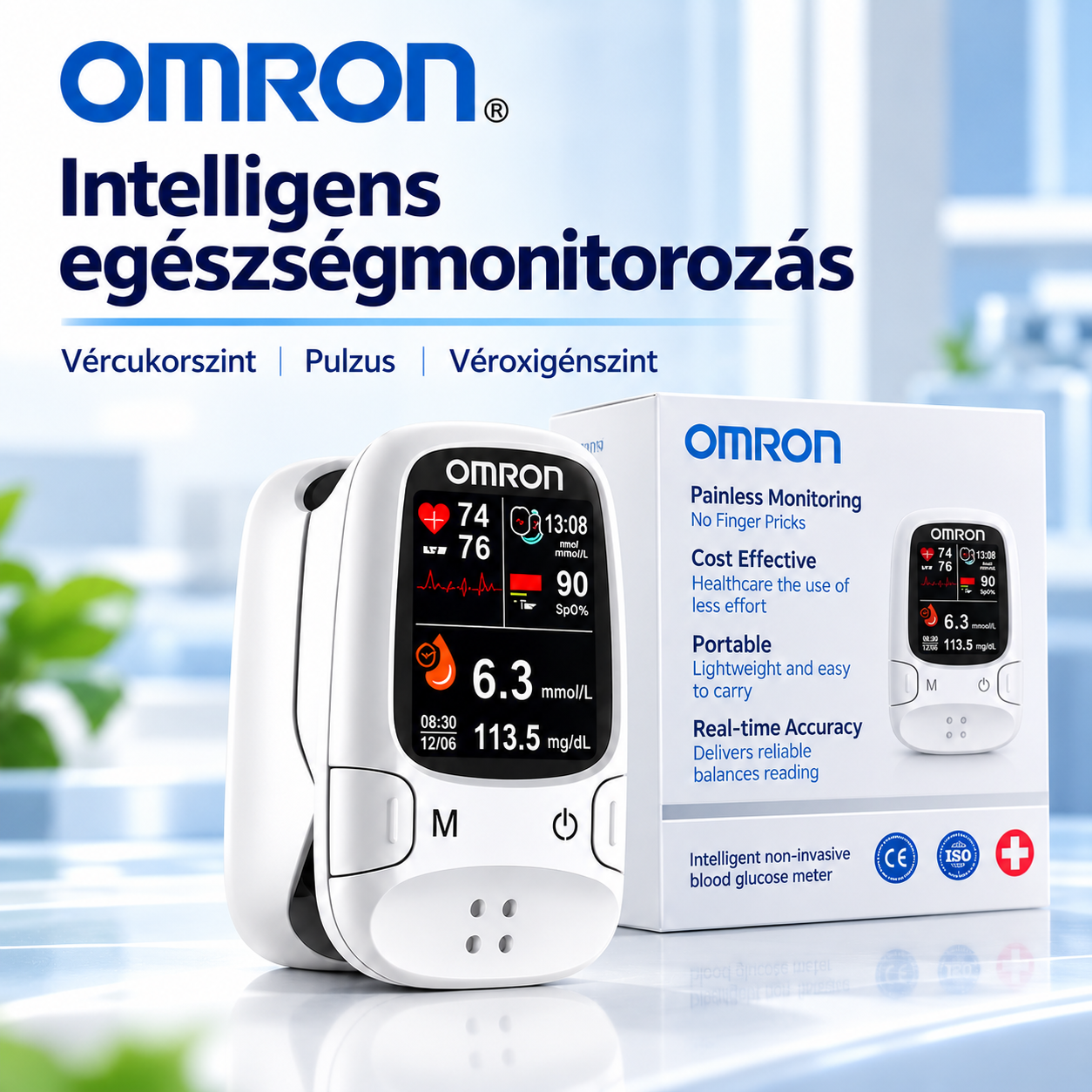 🔥Omron™ – Egyszerű és kényelmes vércukormérés tűszúrás nélkül