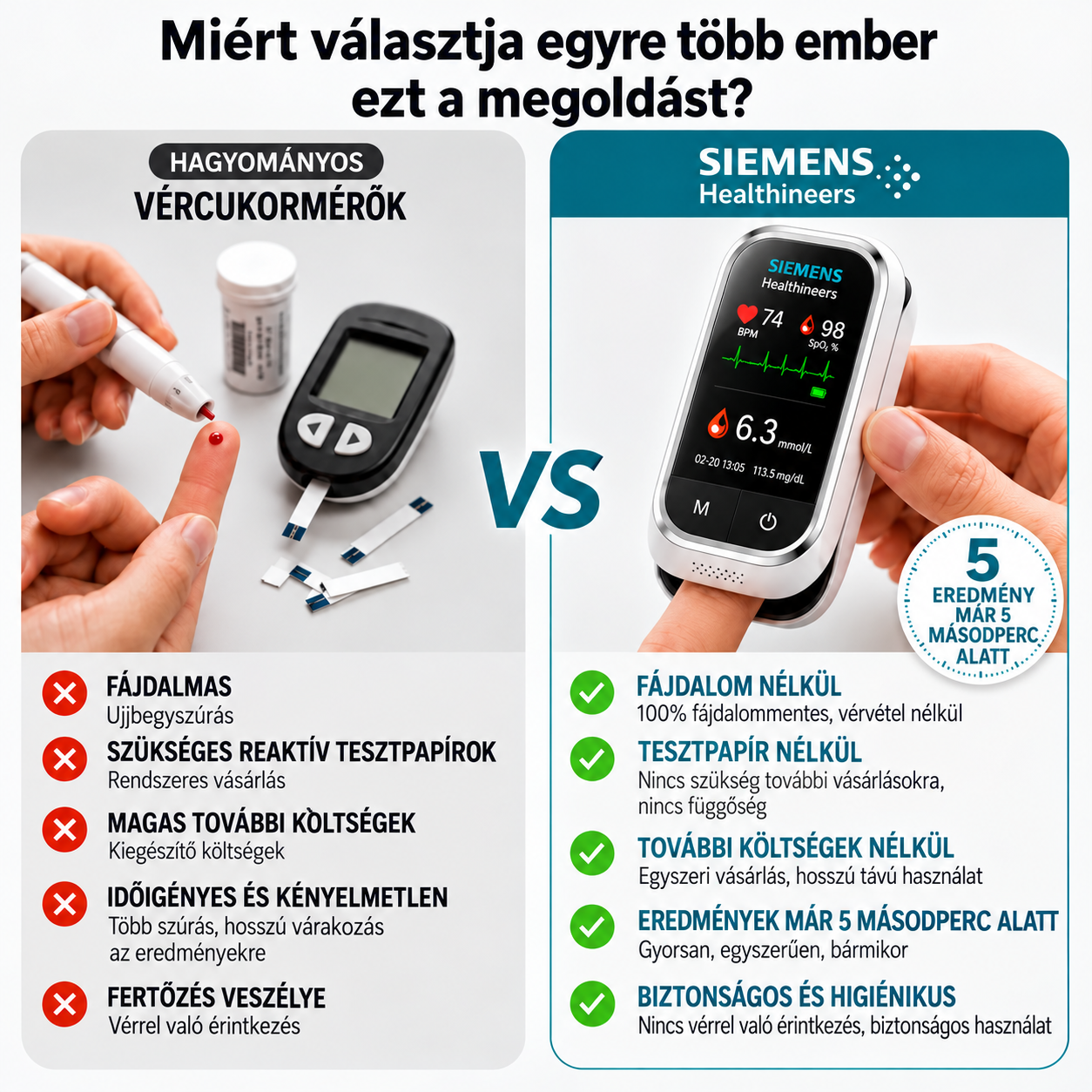 A legújabb, 11 az 1-ben tű nélküli vércukormérő – nincs szükség ujjbegyszúrásra.