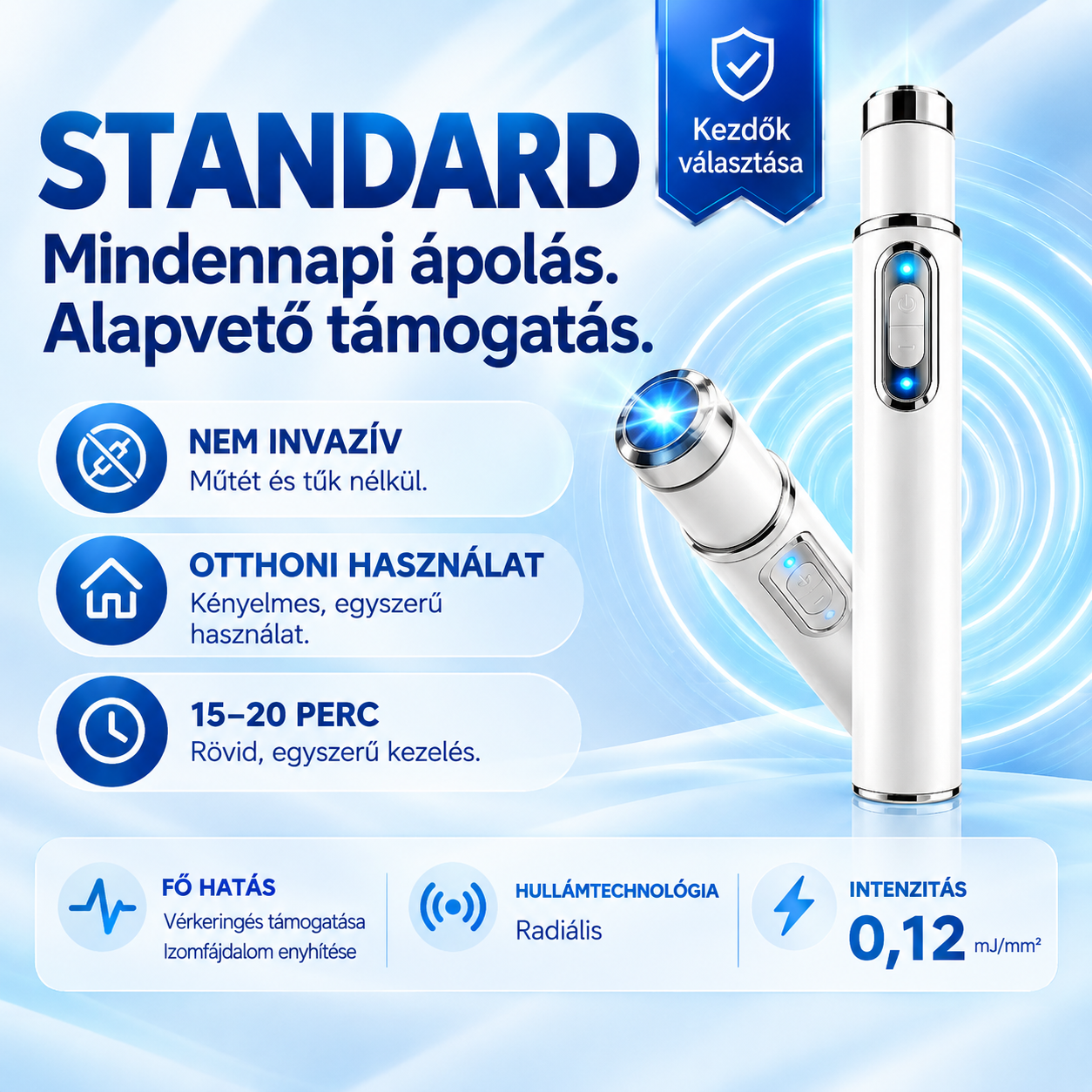⚡ A fejlett lökéshullám-technológia támogatja a férfi vitalitást 💪 és segít enyhíteni az izmok, ízületek és inak feszültségét.