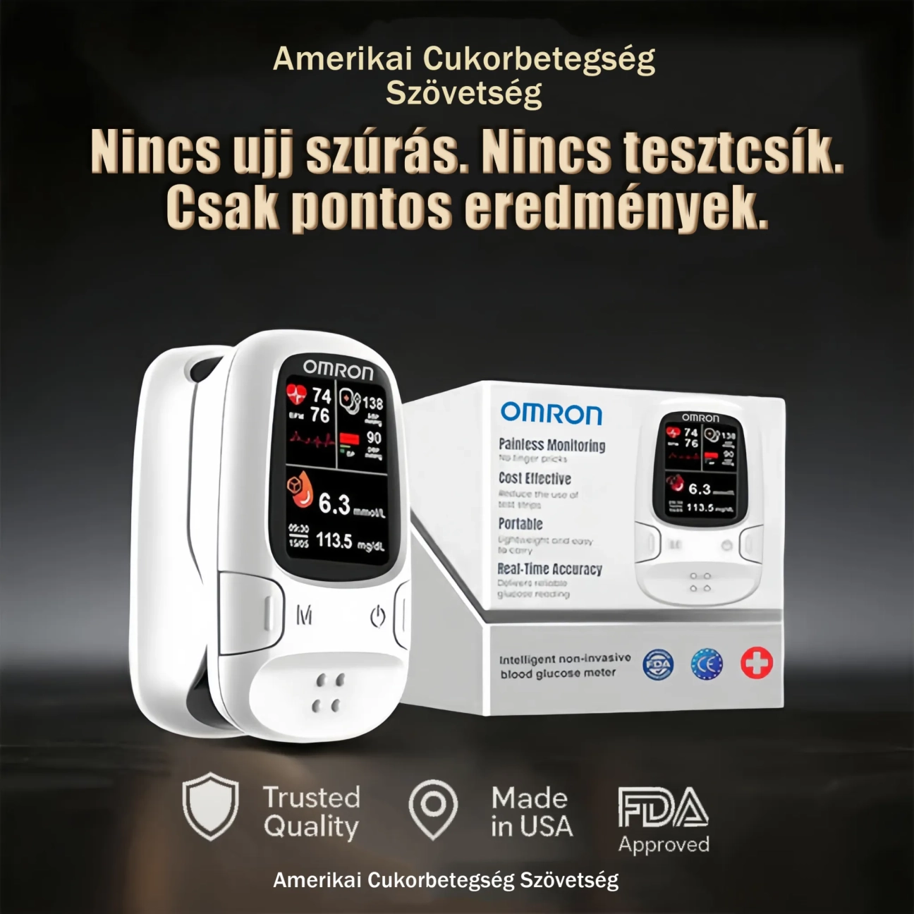 🏅HIVATALOS EREDETI TERMÉK ✅Omron™ bemutatja új non-invazív okos vércukormérőjét © Készült az USA-ban