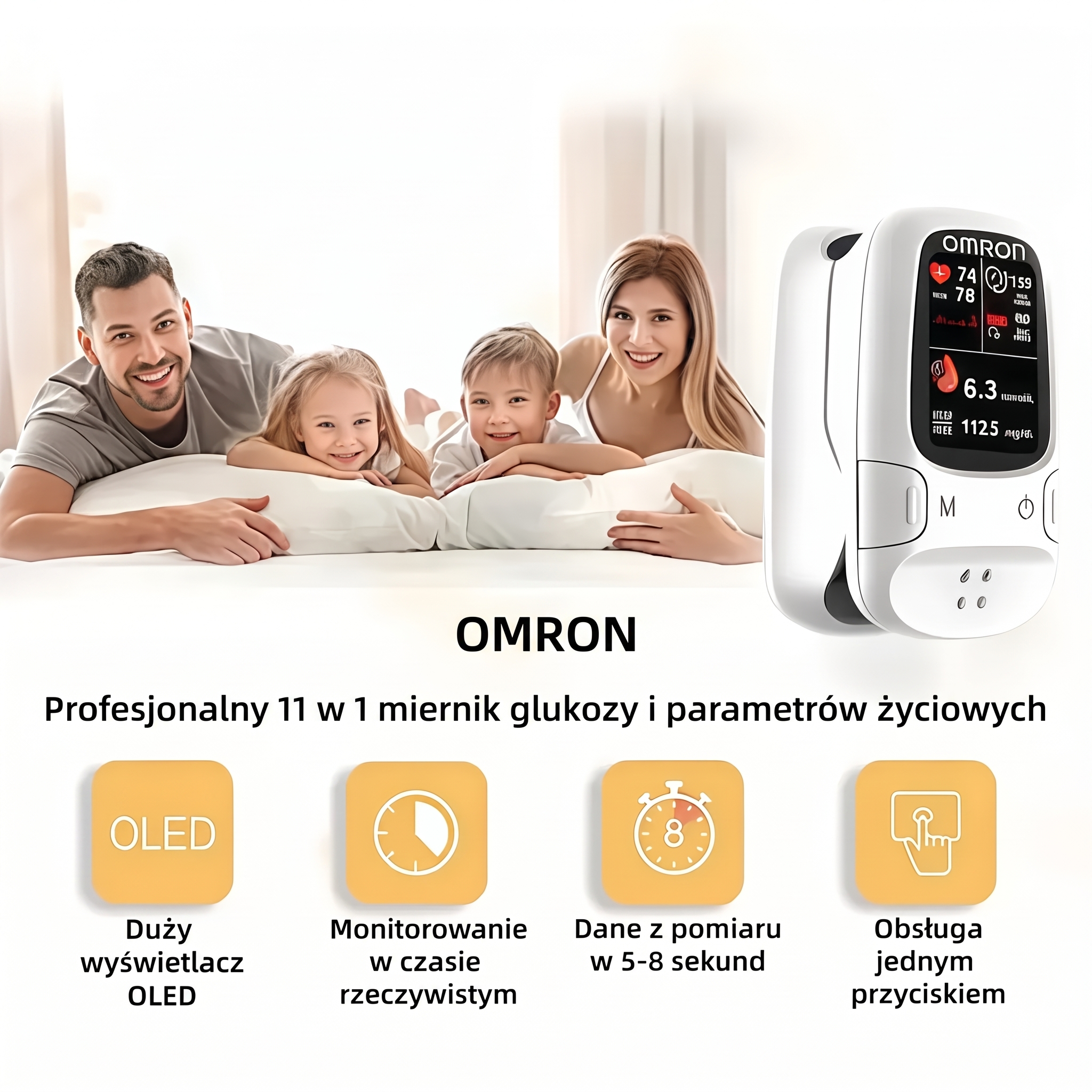 🩸 Omron™ – nowoczesny inteligentny glukometr bez nakłuwania dla wygodnej kontroli glukozy ✨