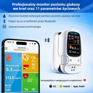 🩸 Nieinwazyjny glukometr – Siemens | Bezbolesny pomiar poziomu glukozy w domu 📊