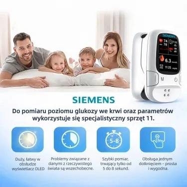 🩸 Nieinwazyjny glukometr – Siemens | Bezbolesny pomiar poziomu glukozy w domu 📊