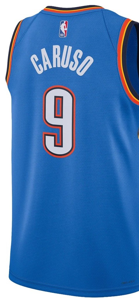 Oklahoma City Thunder blue Icon Edition jersey with CARUSO 9 printed on the back