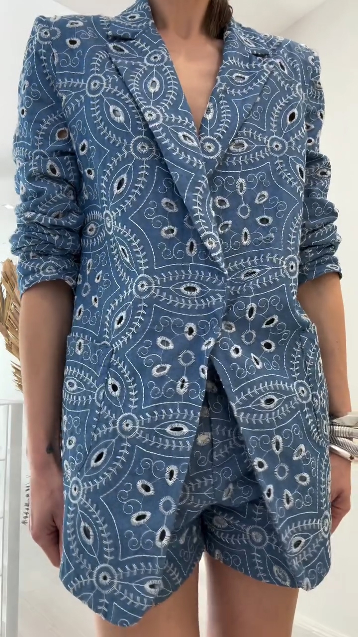 Women's Lapel Hollow Fabric Commuter Casual Suit