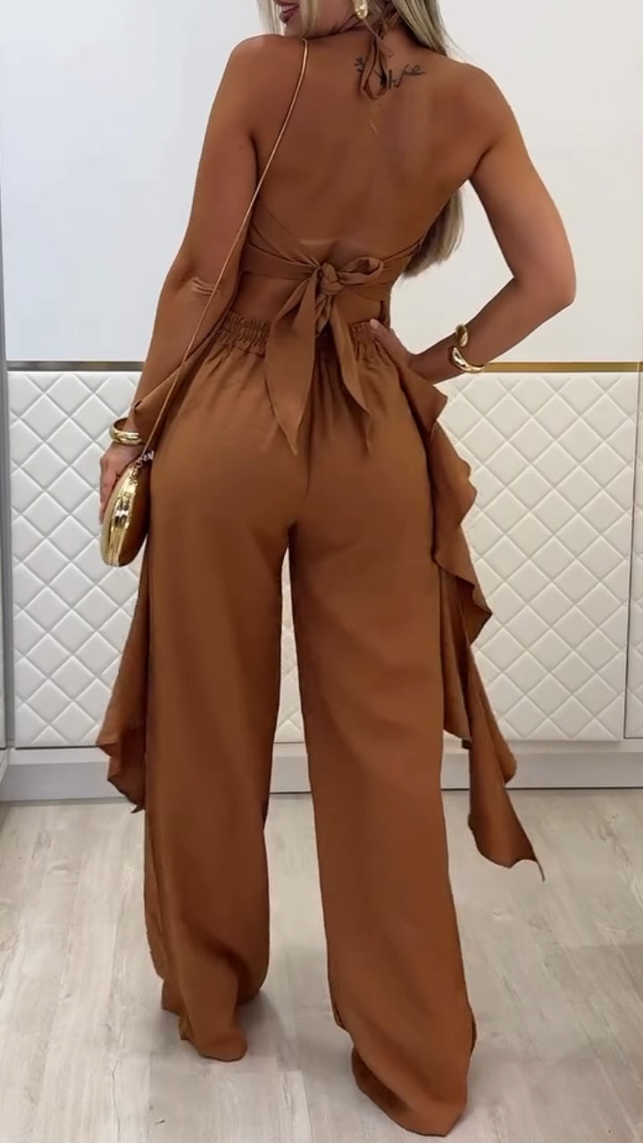 Women's Round Neck Halter Neck Irregular Casual Suit