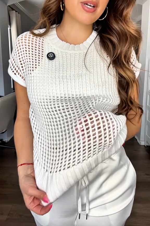 Women's Casual Solid Color Round Neck Short Sleeve Two Piece Suit