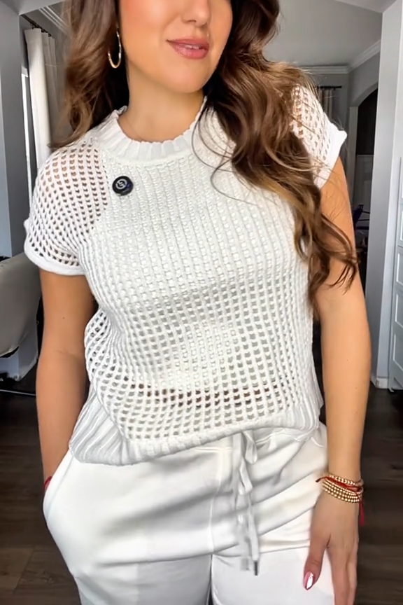 Women's Casual Solid Color Round Neck Short Sleeve Two Piece Suit