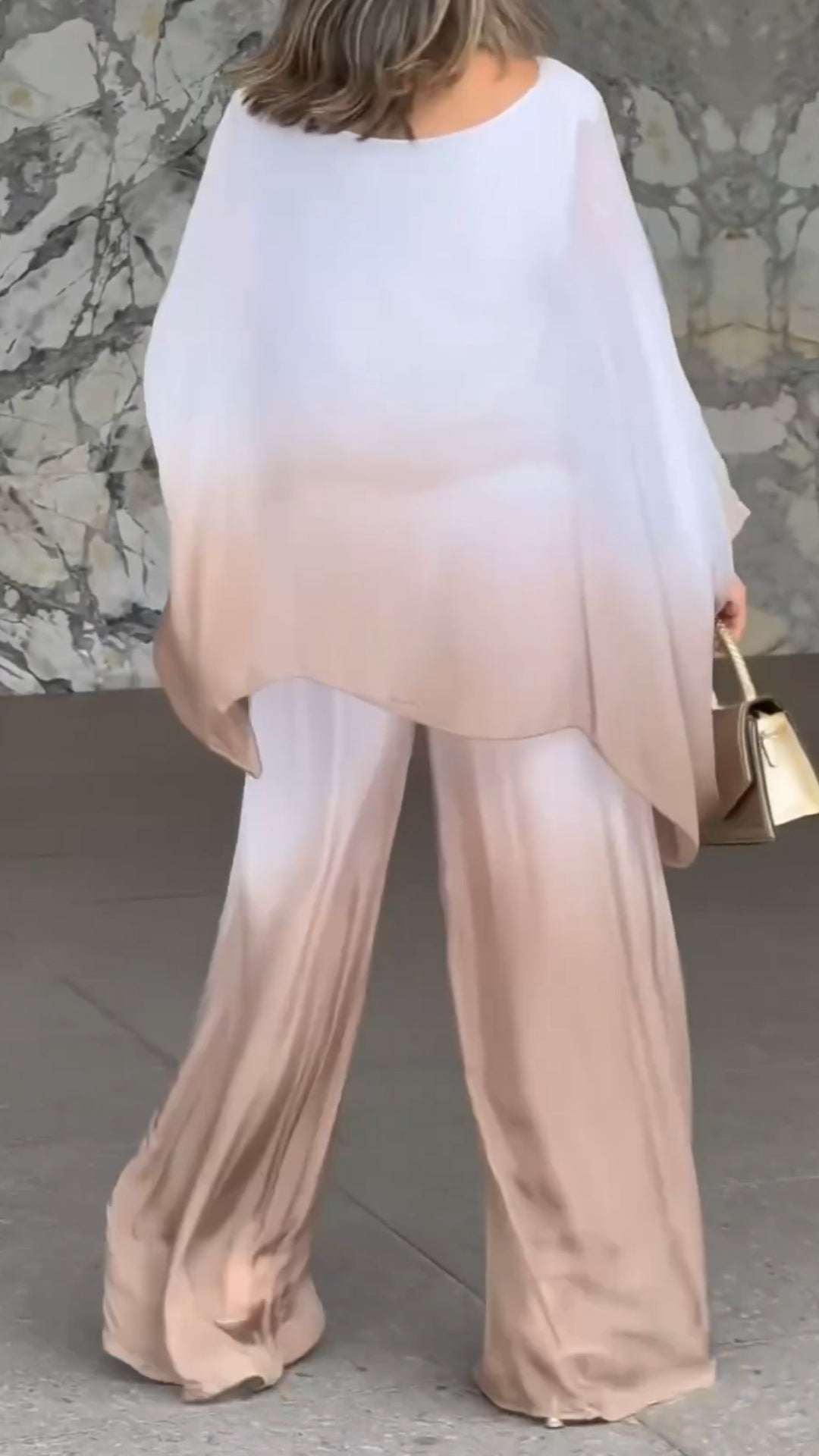 Women's Round Neck Gradient Cotton and Linen Casual Suit