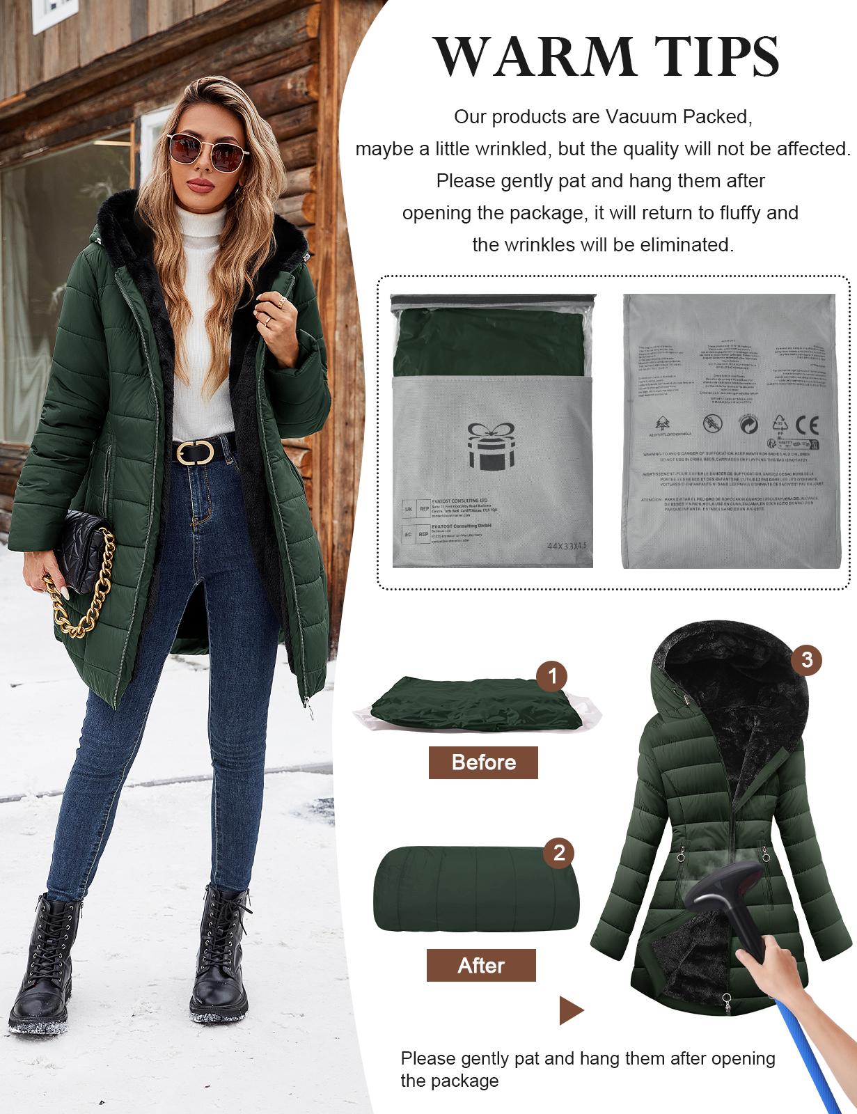 Women's fleece-lined hooded winter coat detail 15