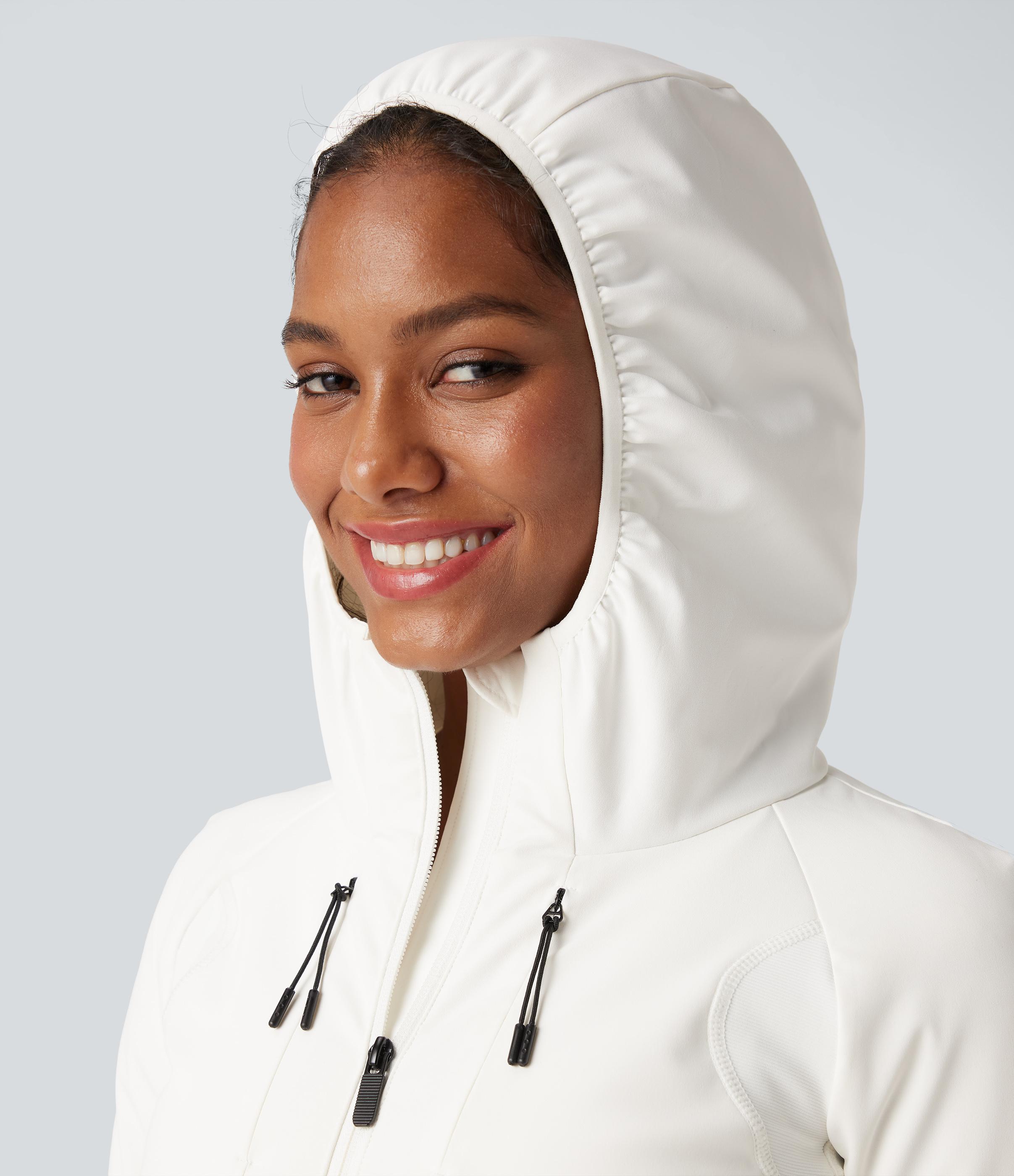 Reflective Hooded Running Down Jacket with Pockets