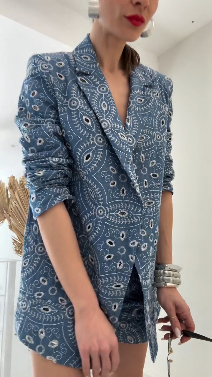Women's Lapel Hollow Fabric Commuter Casual Suit