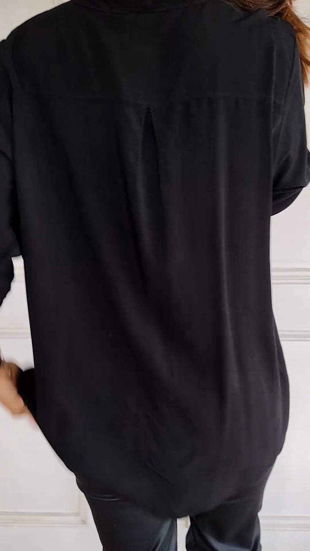 Women V-neck Sequin Mid-sleeve Casual Top
