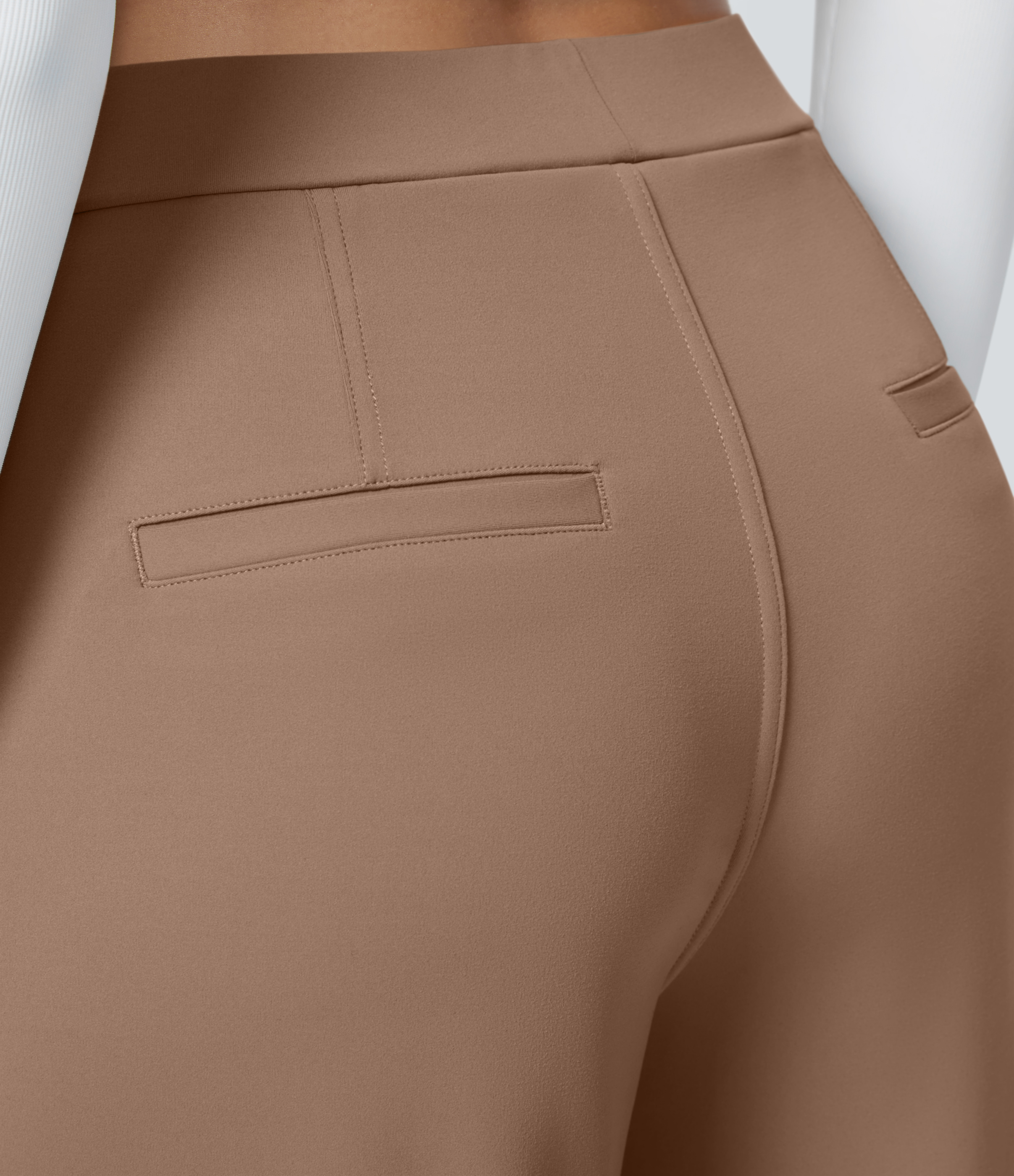 Burro High Waisted Pleated Straight Leg Work Pants with Pockets - 4