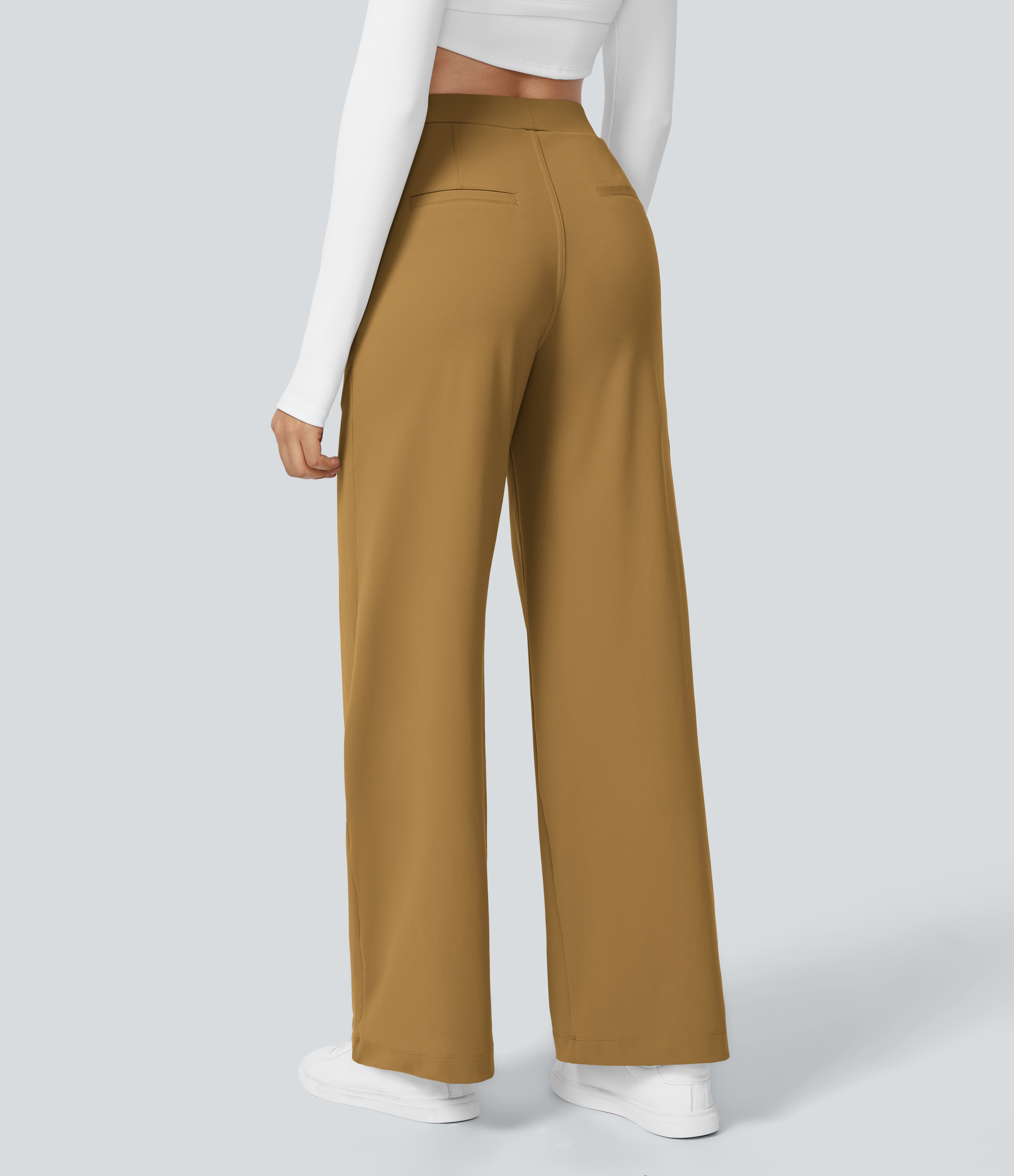 Wood Thrush High Waisted Pleated Straight Leg Work Pants with Pockets - 1