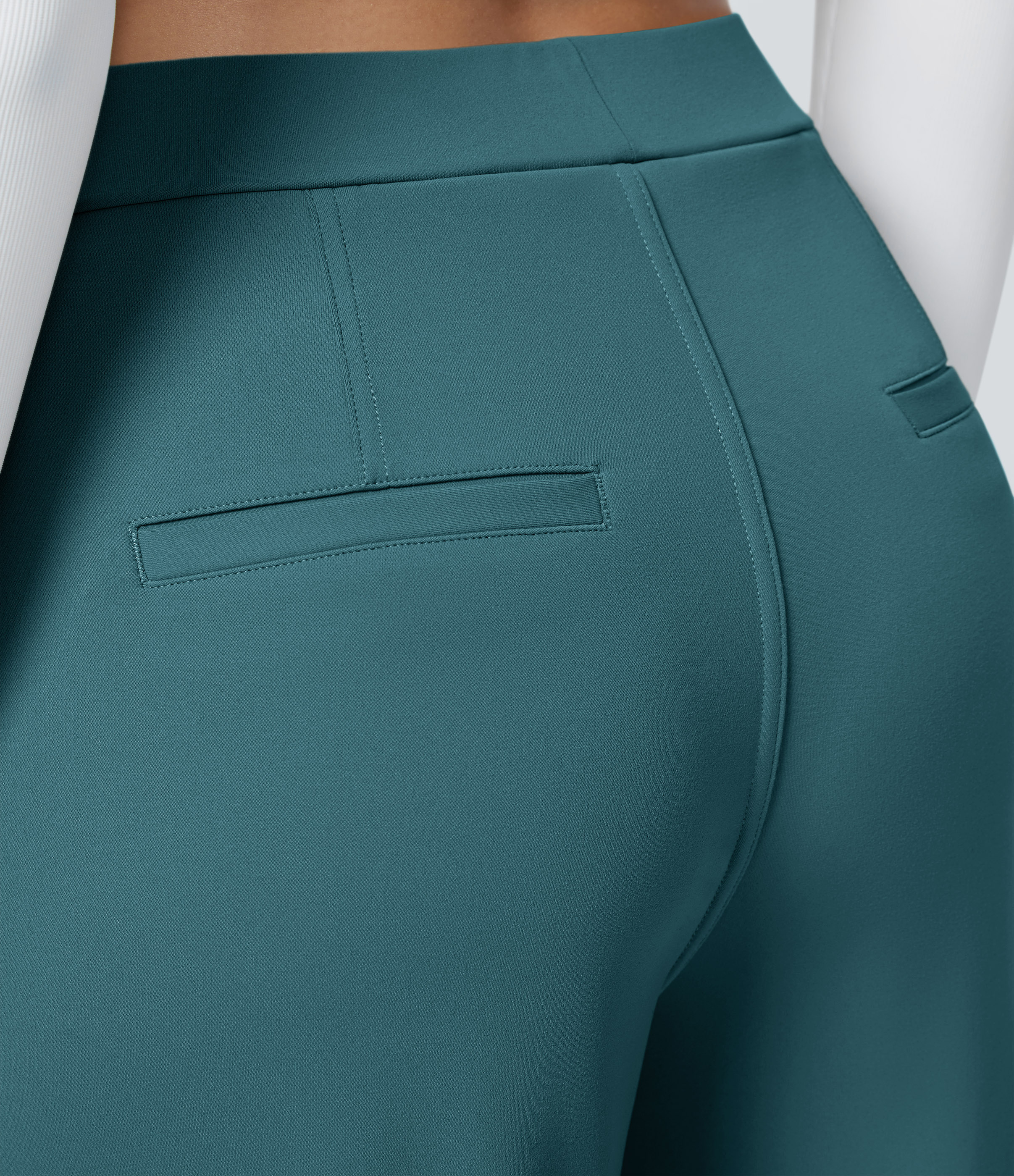 Atlantic Deep High Waisted Pleated Straight Leg Work Pants with Pockets - 5
