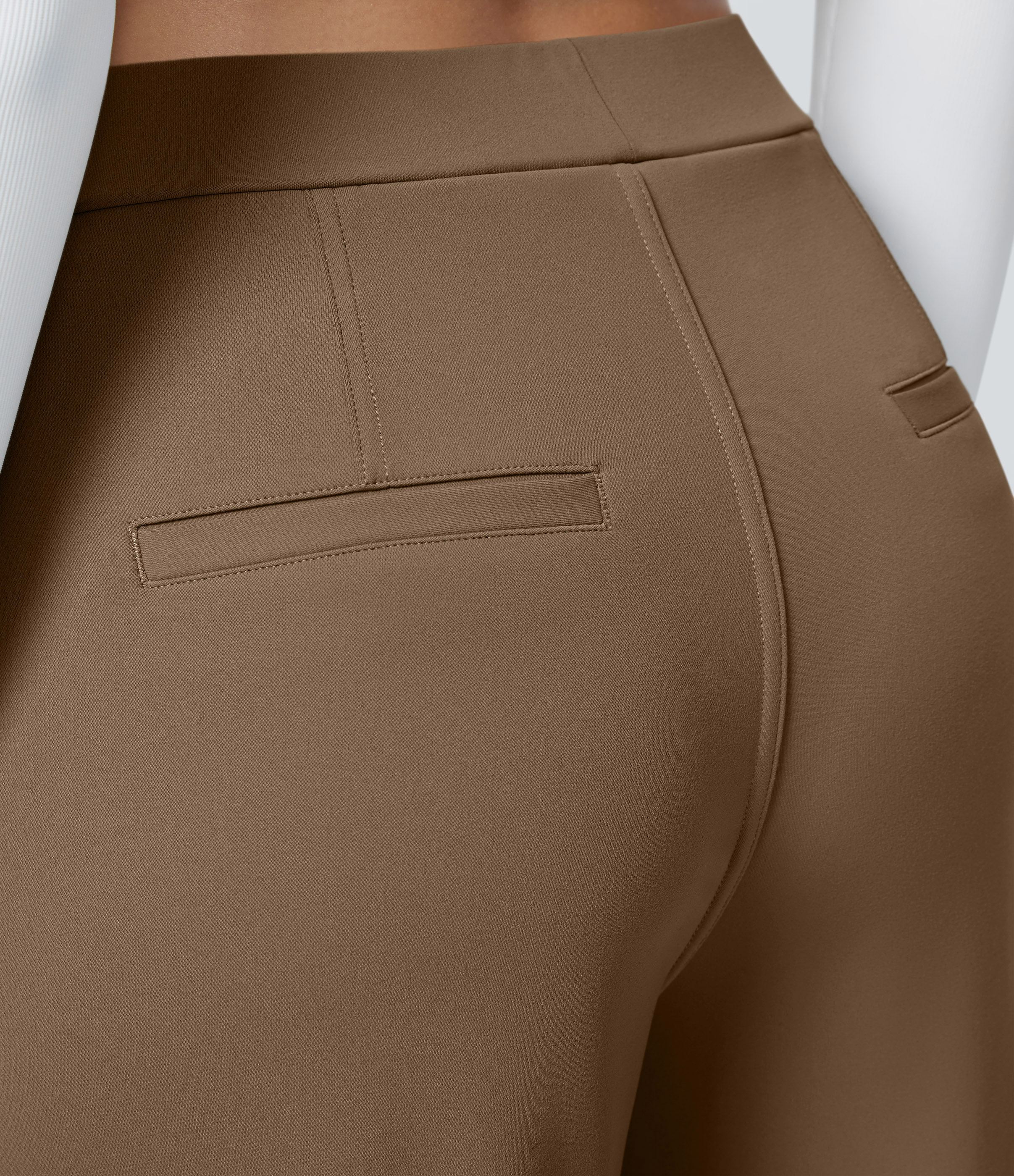 Sepia High Waisted Pleated Straight Leg Work Pants with Pockets - 5