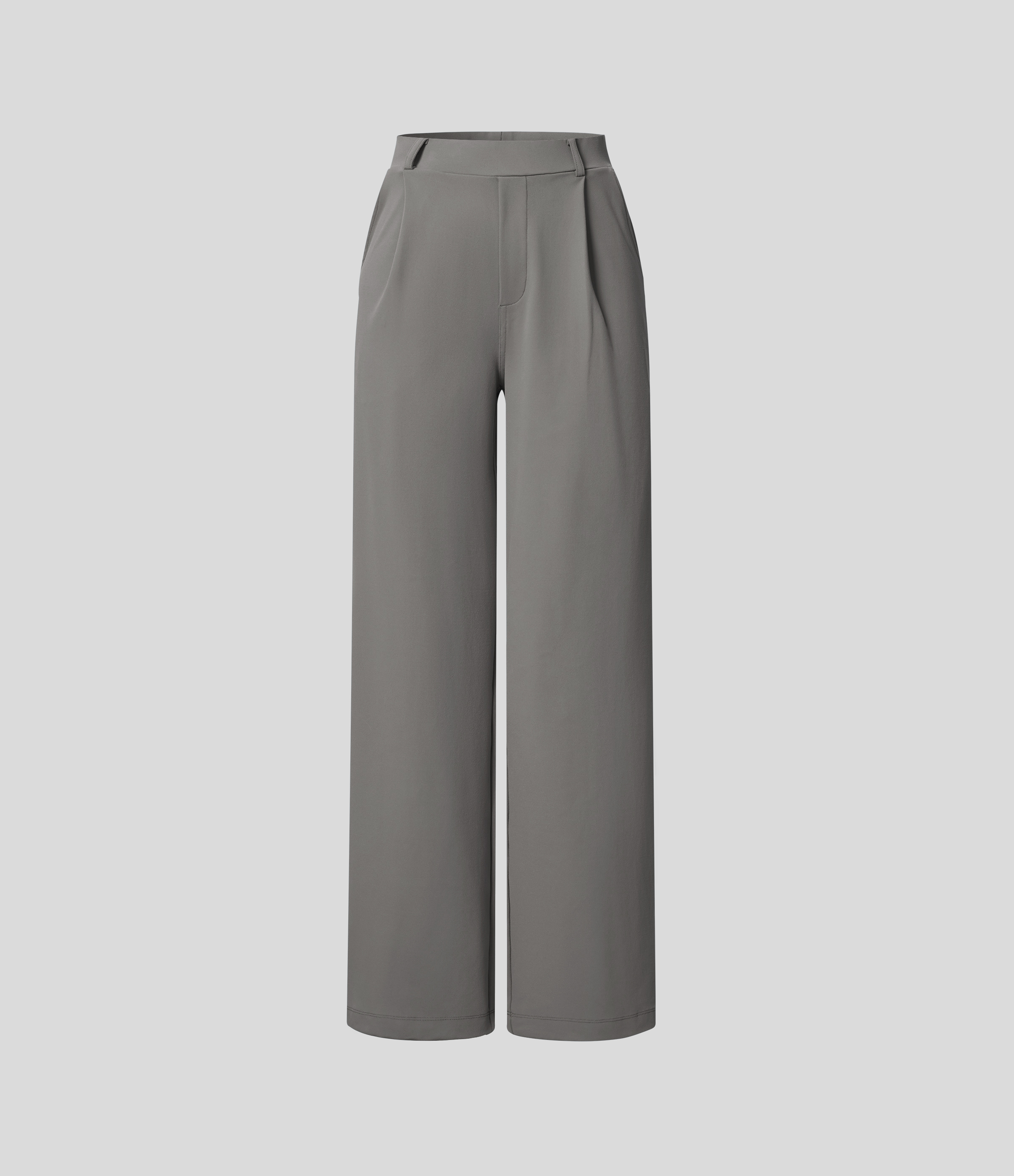 Silent Storm High Waisted Pleated Straight Leg Work Pants with Pockets - 10