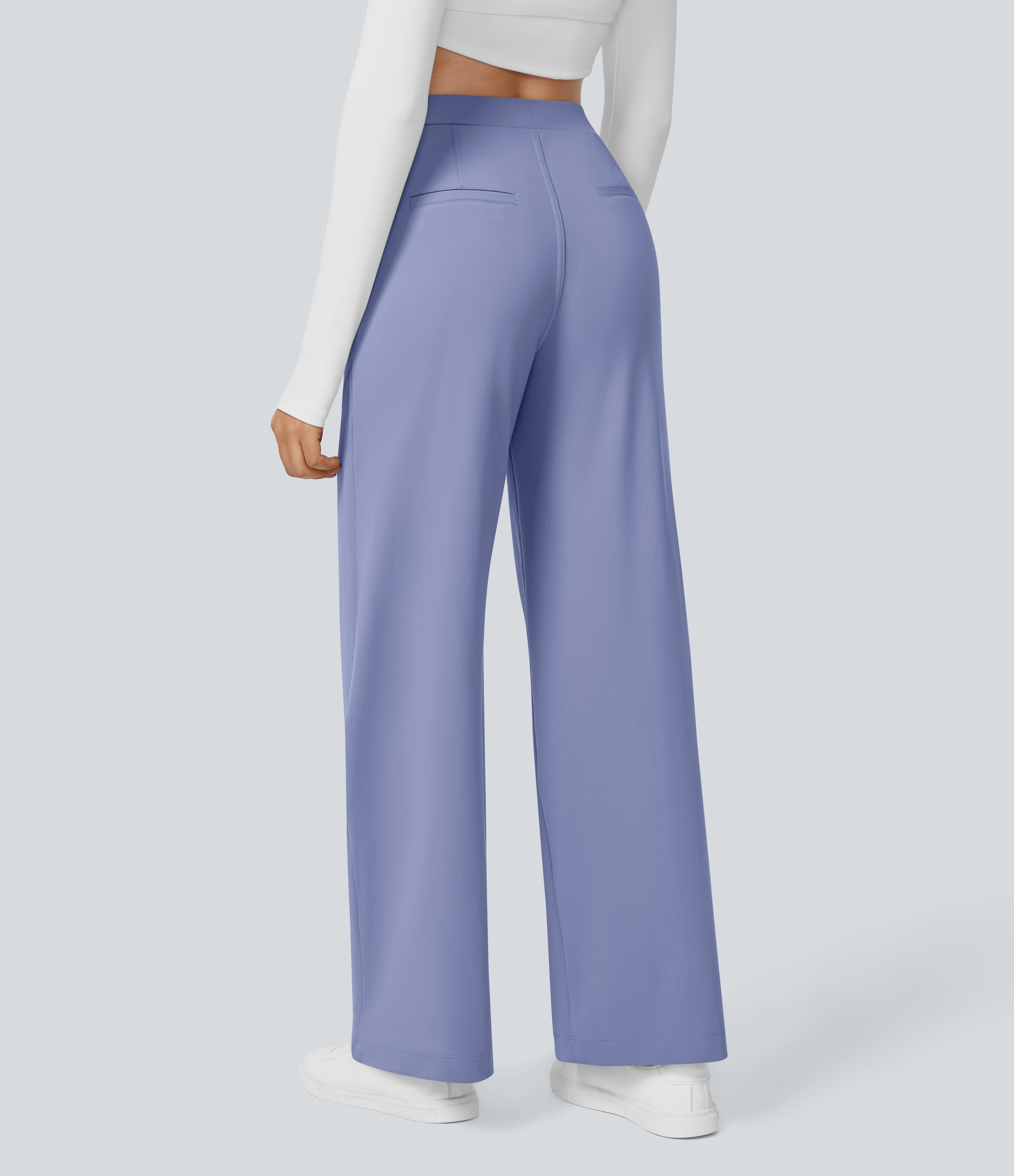 Jacaranda High Waisted Pleated Straight Leg Work Pants with Pockets - 1