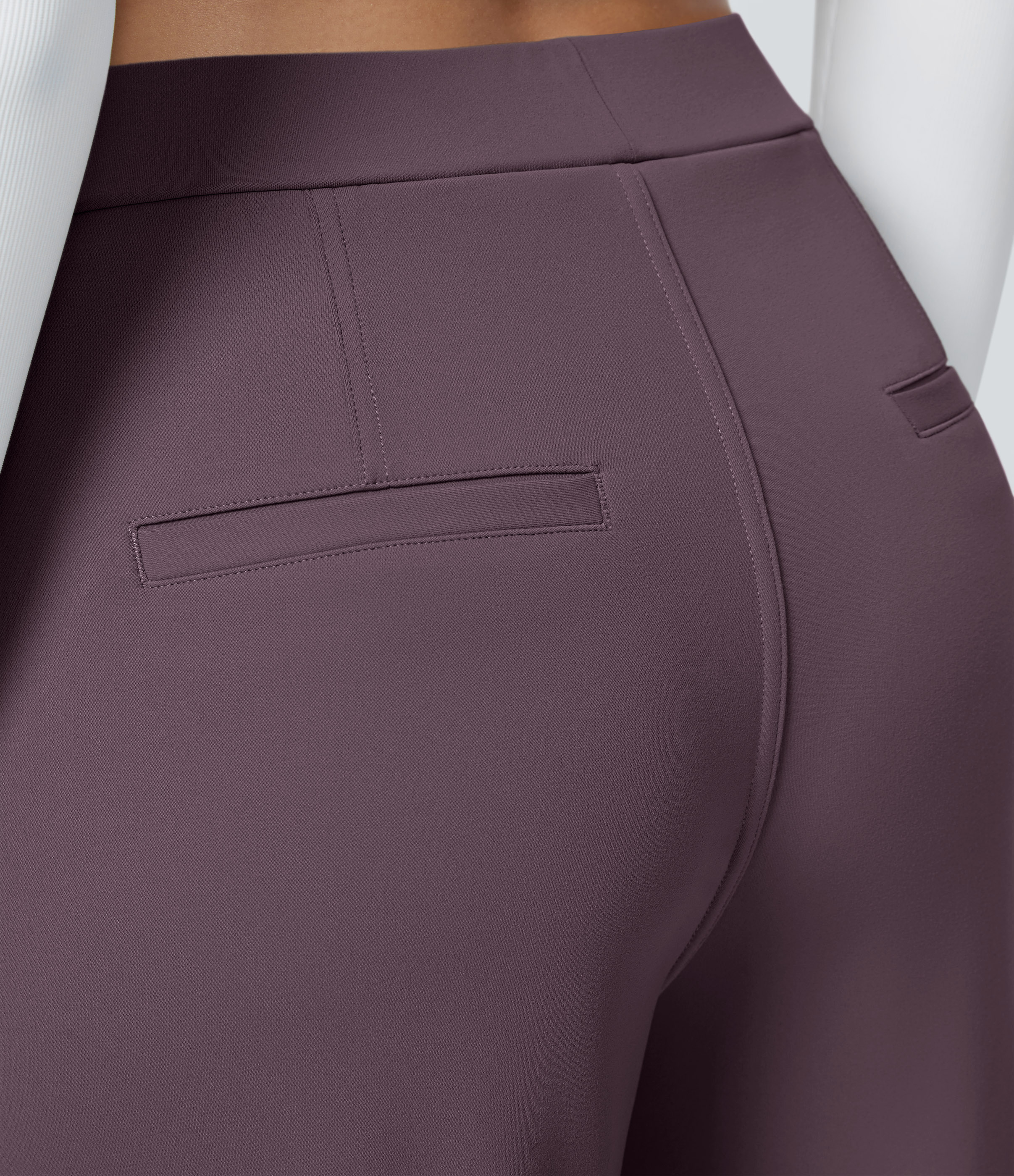 Dusky Evening purple High Waisted Pleated Straight Leg Work Pants with Pockets - 5