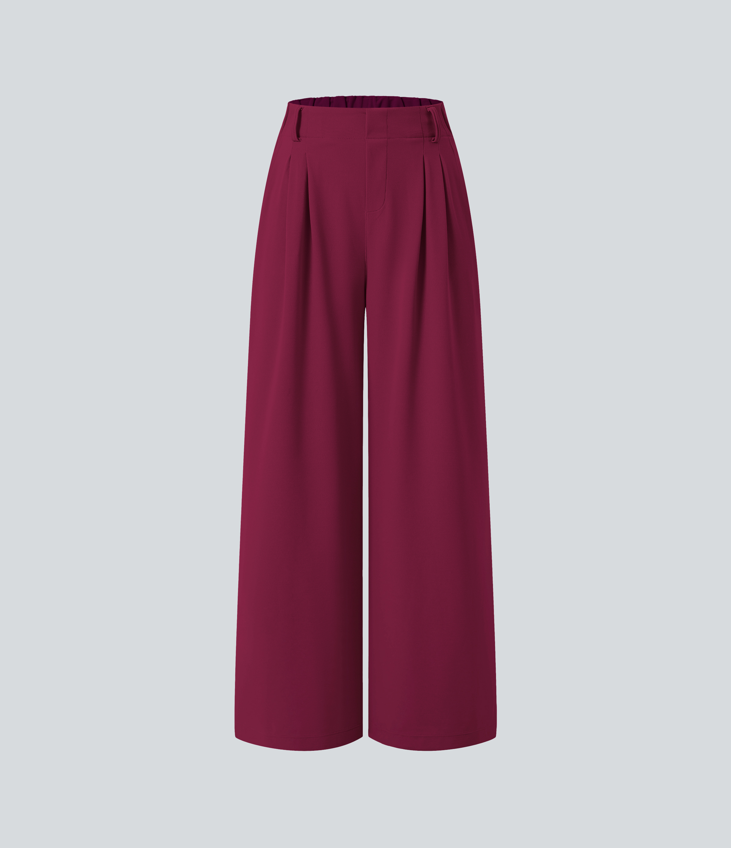 Anemone High-Waisted Pleated Wide-Leg Waffle Work Pants with Pockets - 6